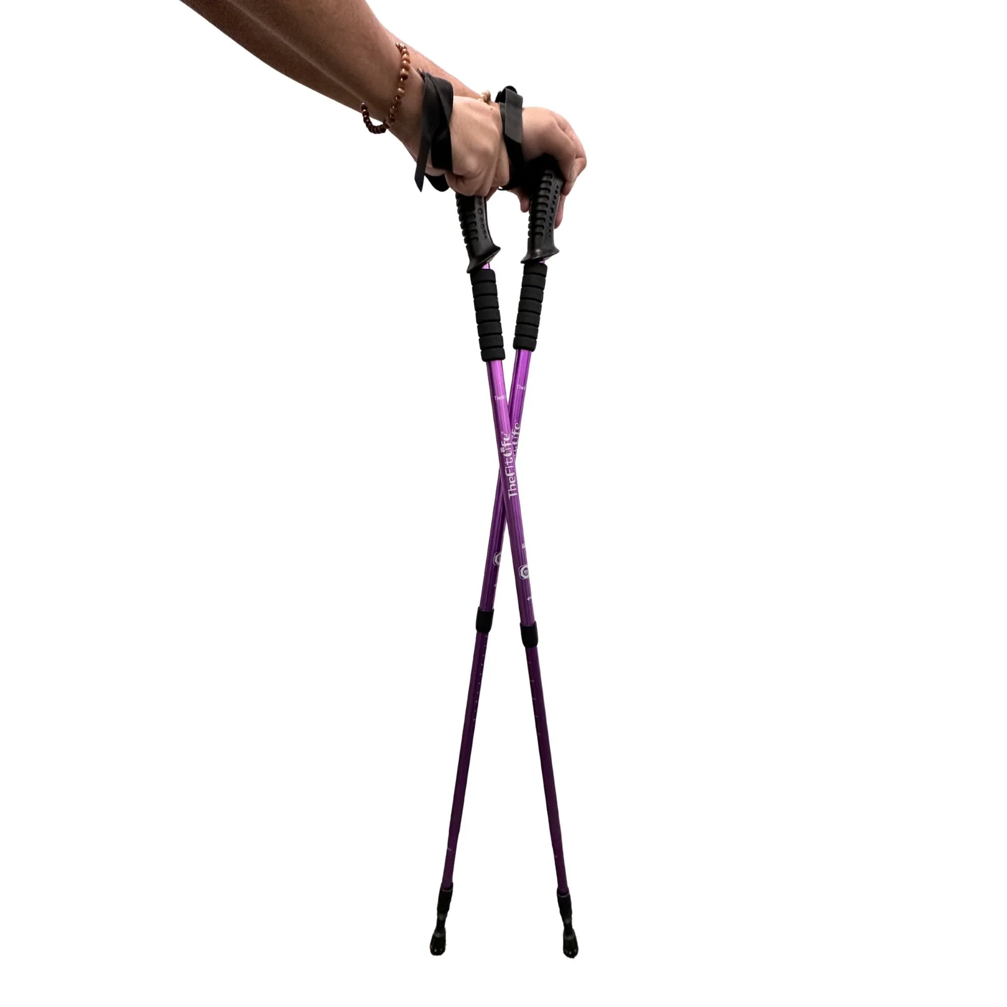 A pair of adjustable Bafx hiking and walking poles for stability and support.