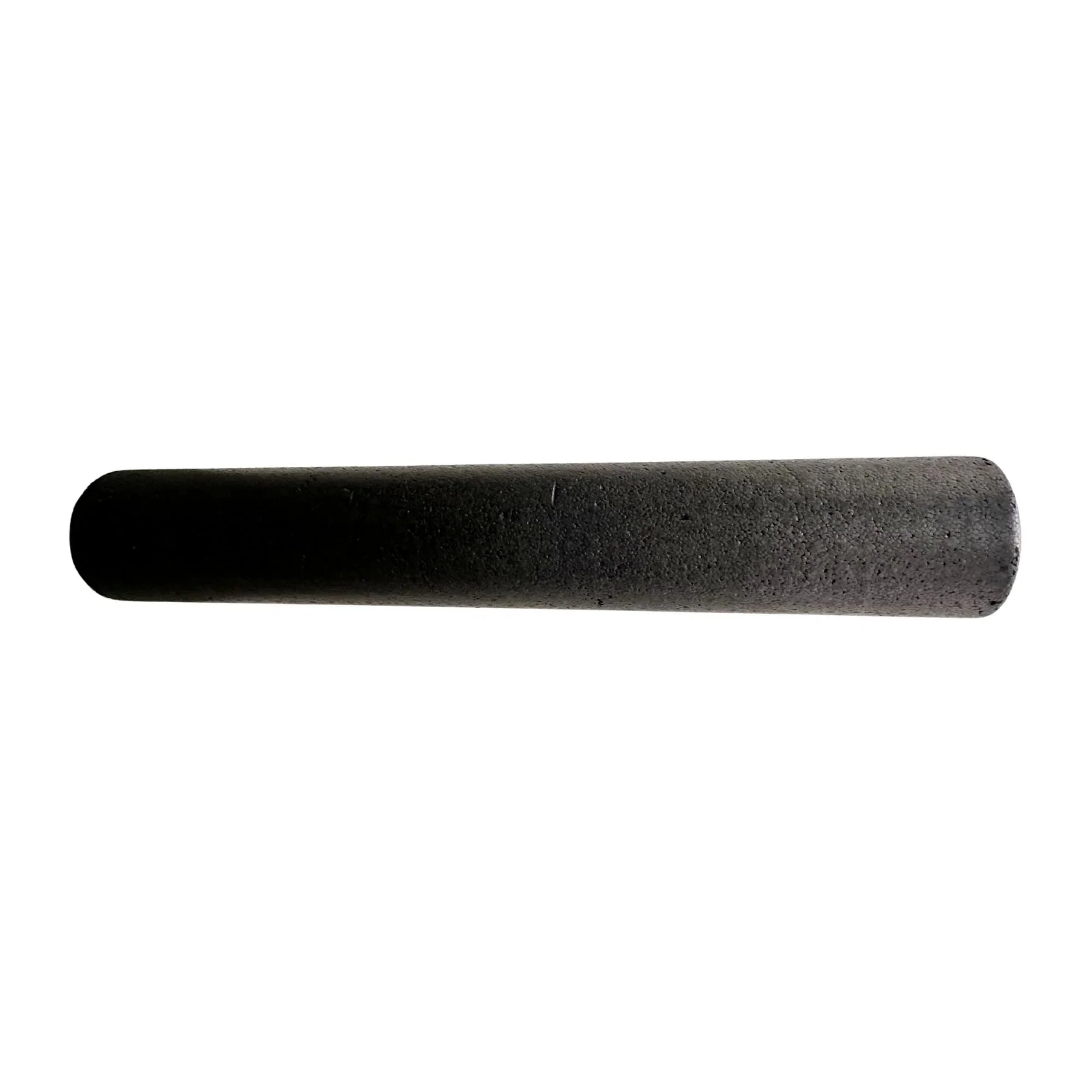 A black high-density foam roller for muscle release and recovery.