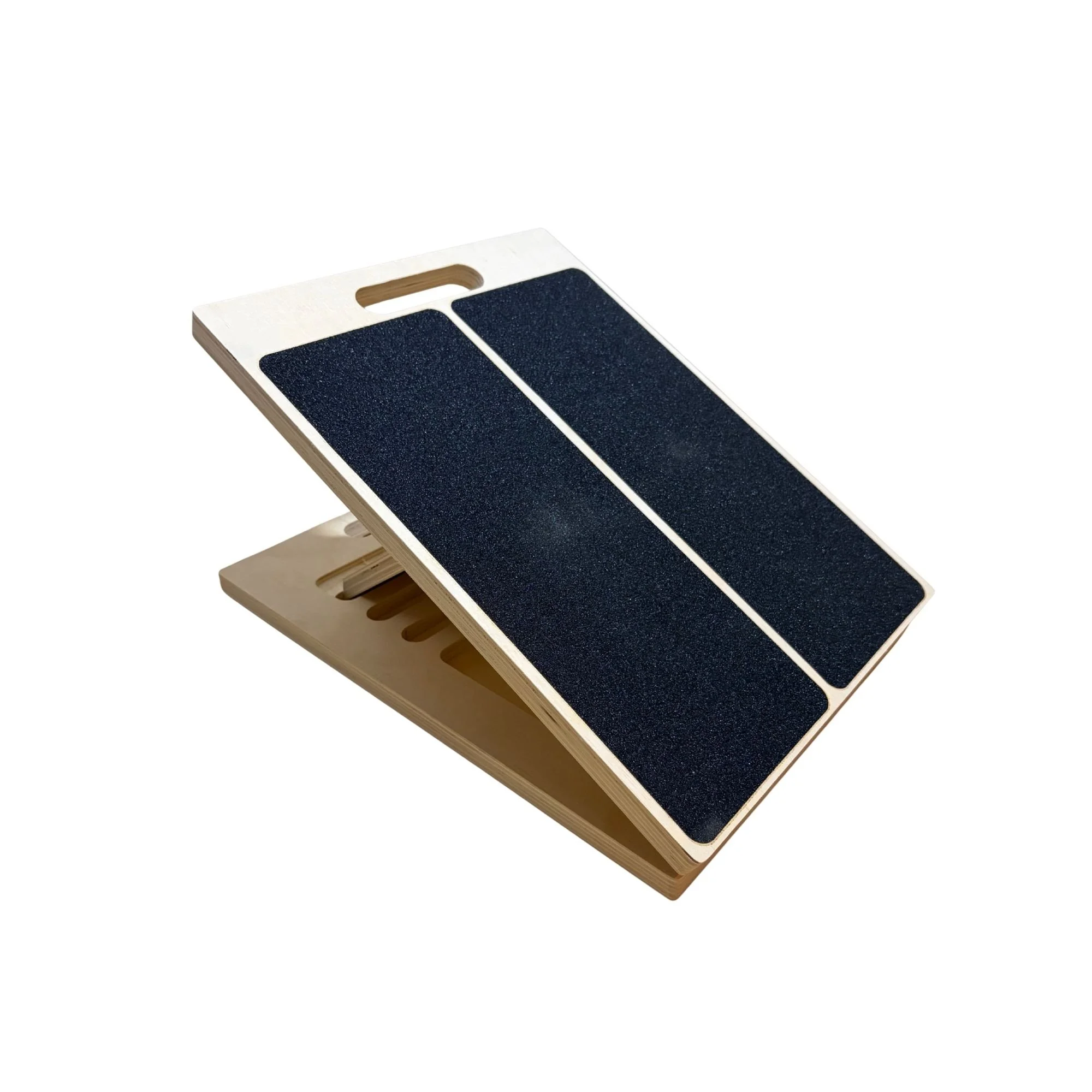 Wooden slant board with adjustable angle settings for calf and ankle stretching