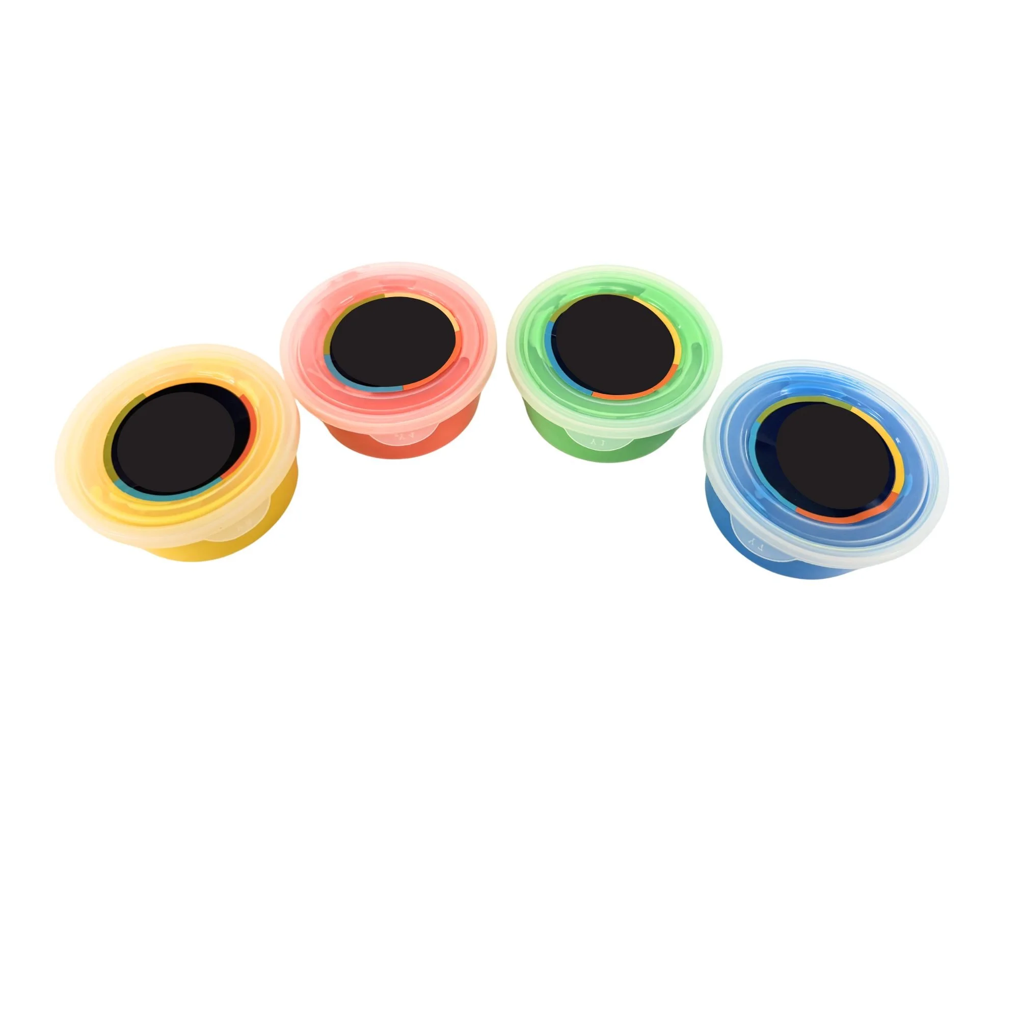 A four-piece CanDo TheraPutty set in graded resistance levels for hand strengthening.