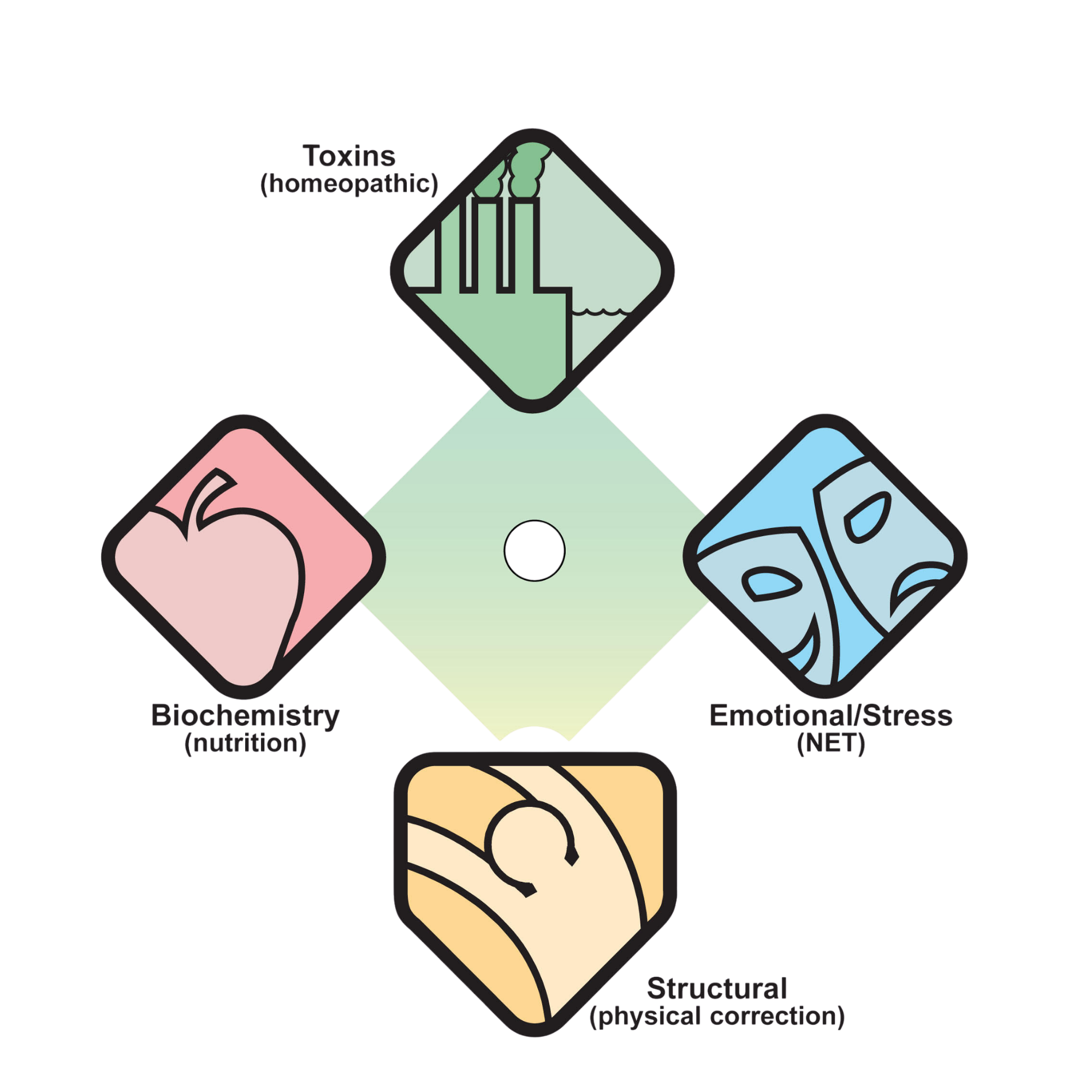 net four factors structural, biochemical, emotional, and nutritional.