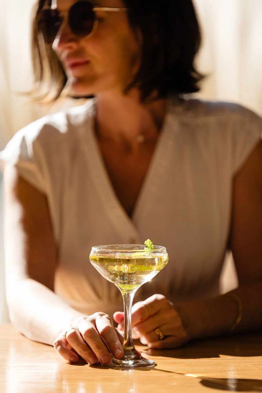  Guest with fresh glass of wine 