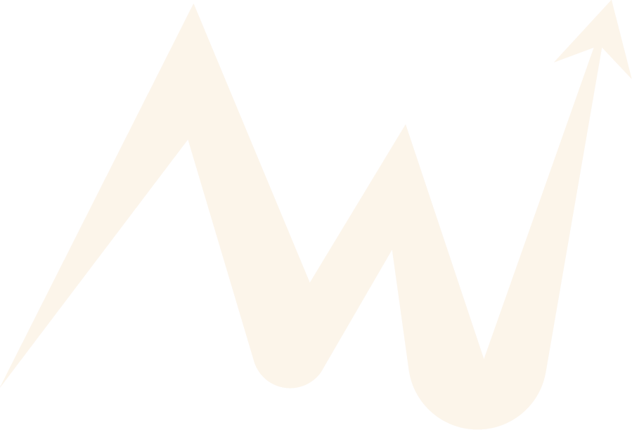 A stylized line graph with sharp peaks and an upward arrow at the end.