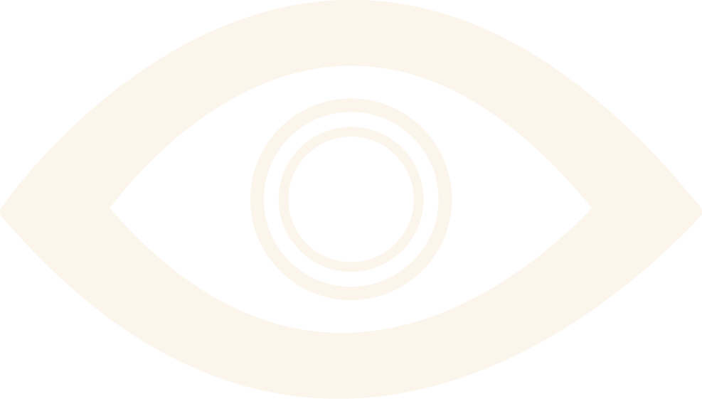 Black and white graphic of a stylized human eye with concentric circles in the center.