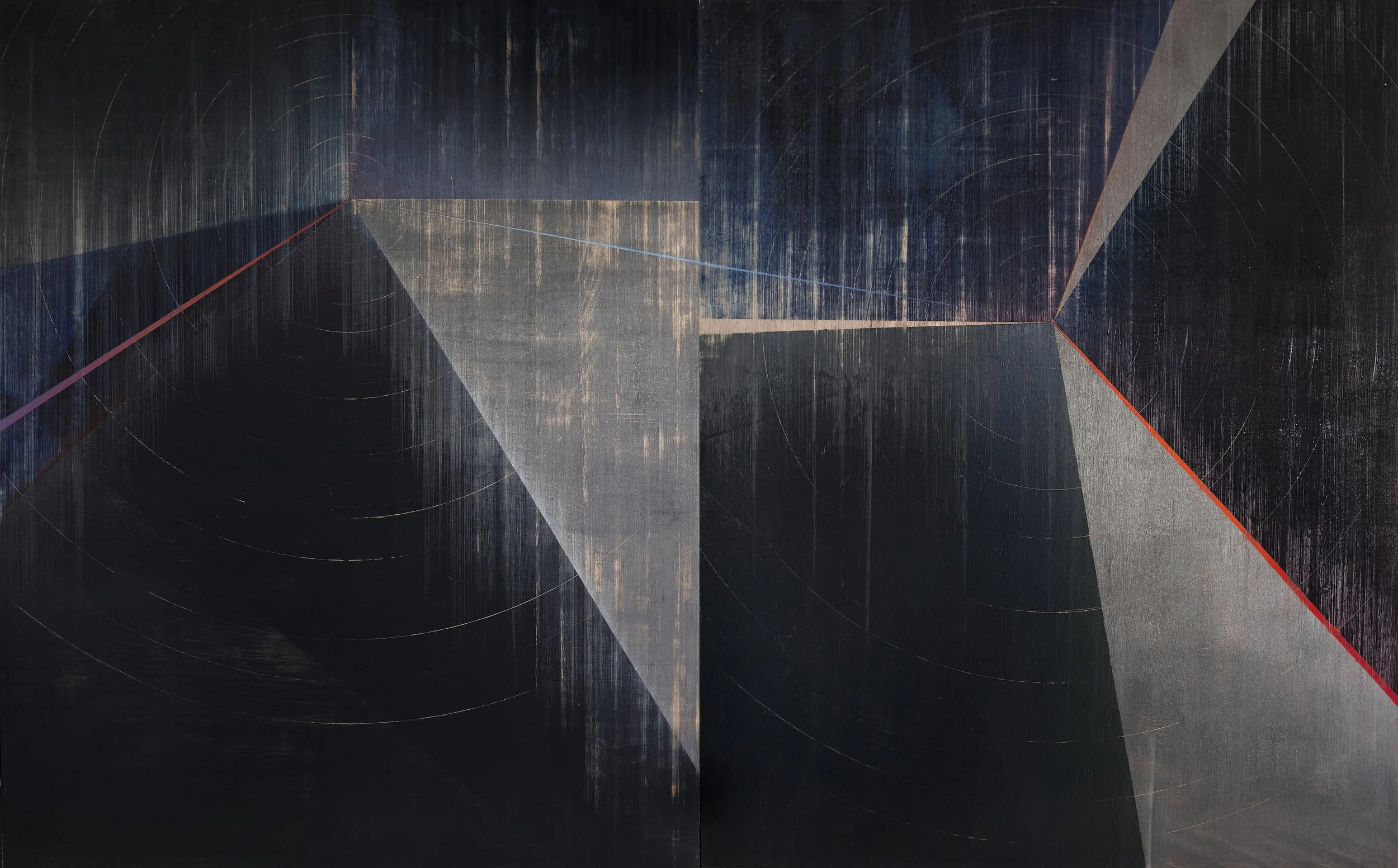 1ST AURORA, 2013
Aurora (Suns Series) by artist Omar Barquet
150 x 244 cm / 59 x 96 in
Enamel painting on wood panel.
