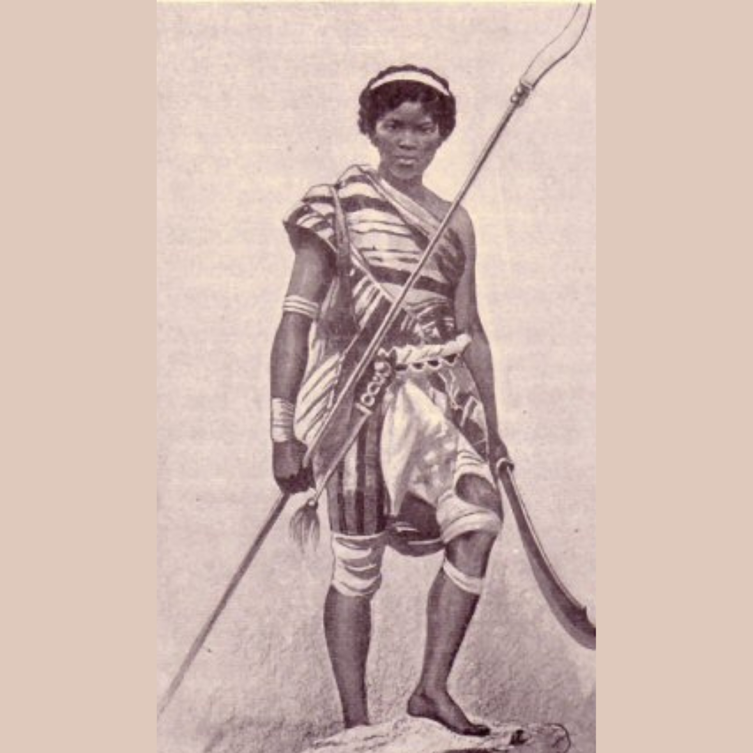 An image of a Dahmey Soldiers. A female African soldier