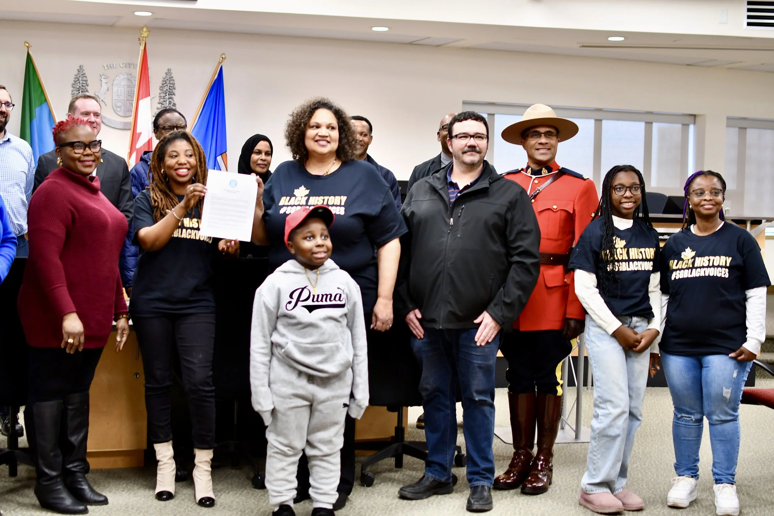  Community members celebrating Black heritage at Spruce Grove’s first Black History Month proclamation. 