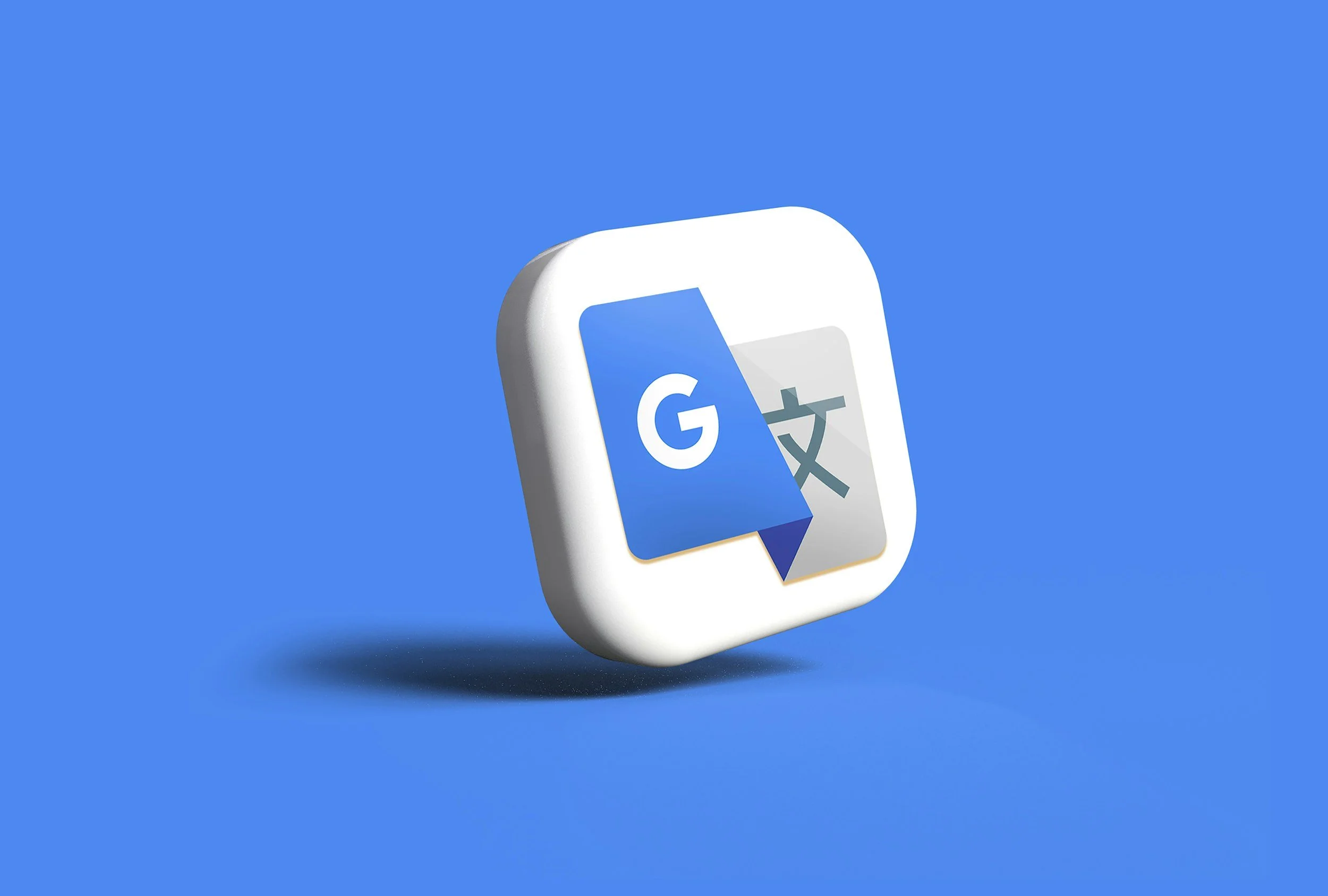 google translate logo on a blue background