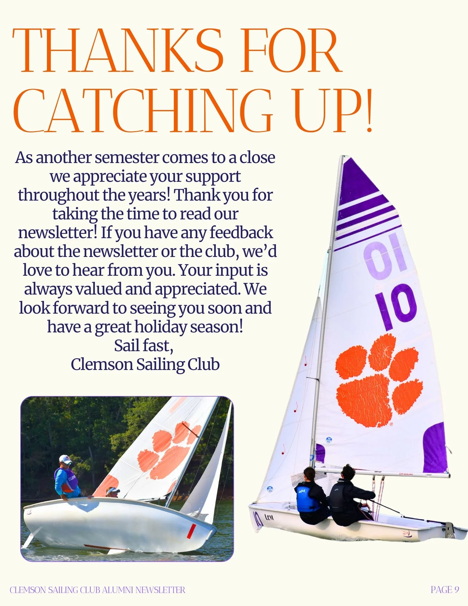 Newsletter page I curated, designed and wrote while serving as Chair of Alumni Relations and using Canva. 