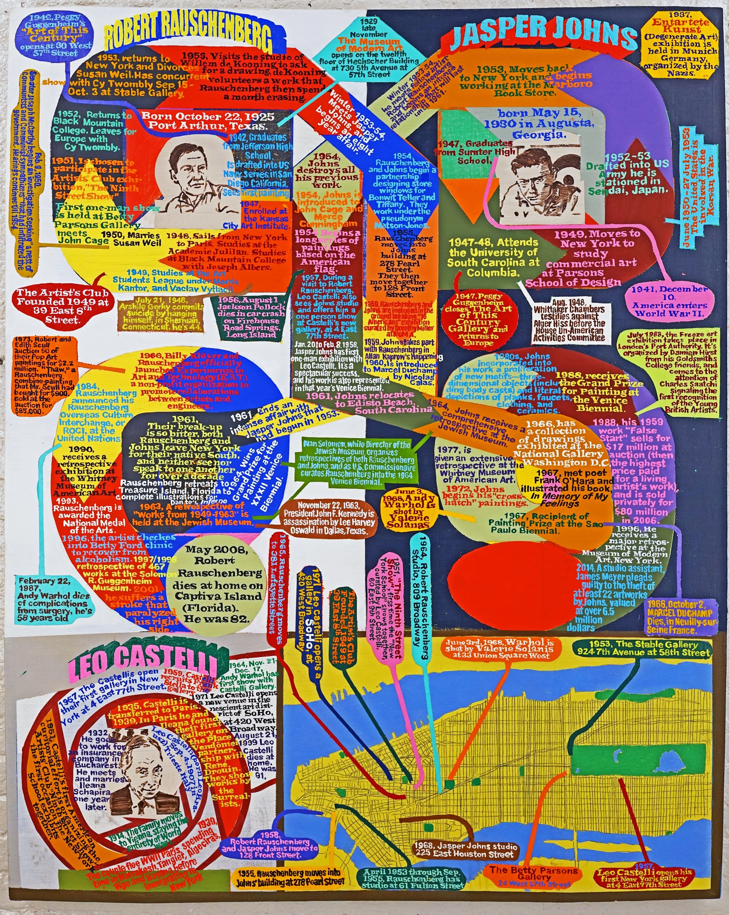 Colliding Timelines-Rauschenberg Johns Castelli, 60 x 48 in