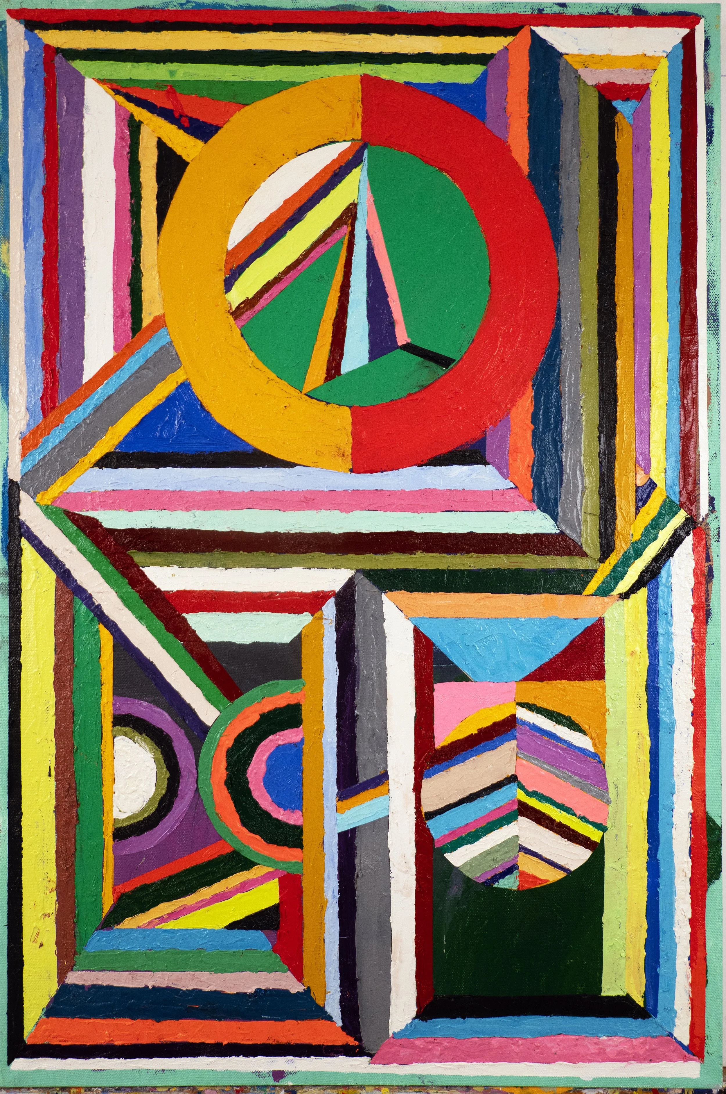 Abstraction Rectangle Stripes Circles, 30 x 24 in