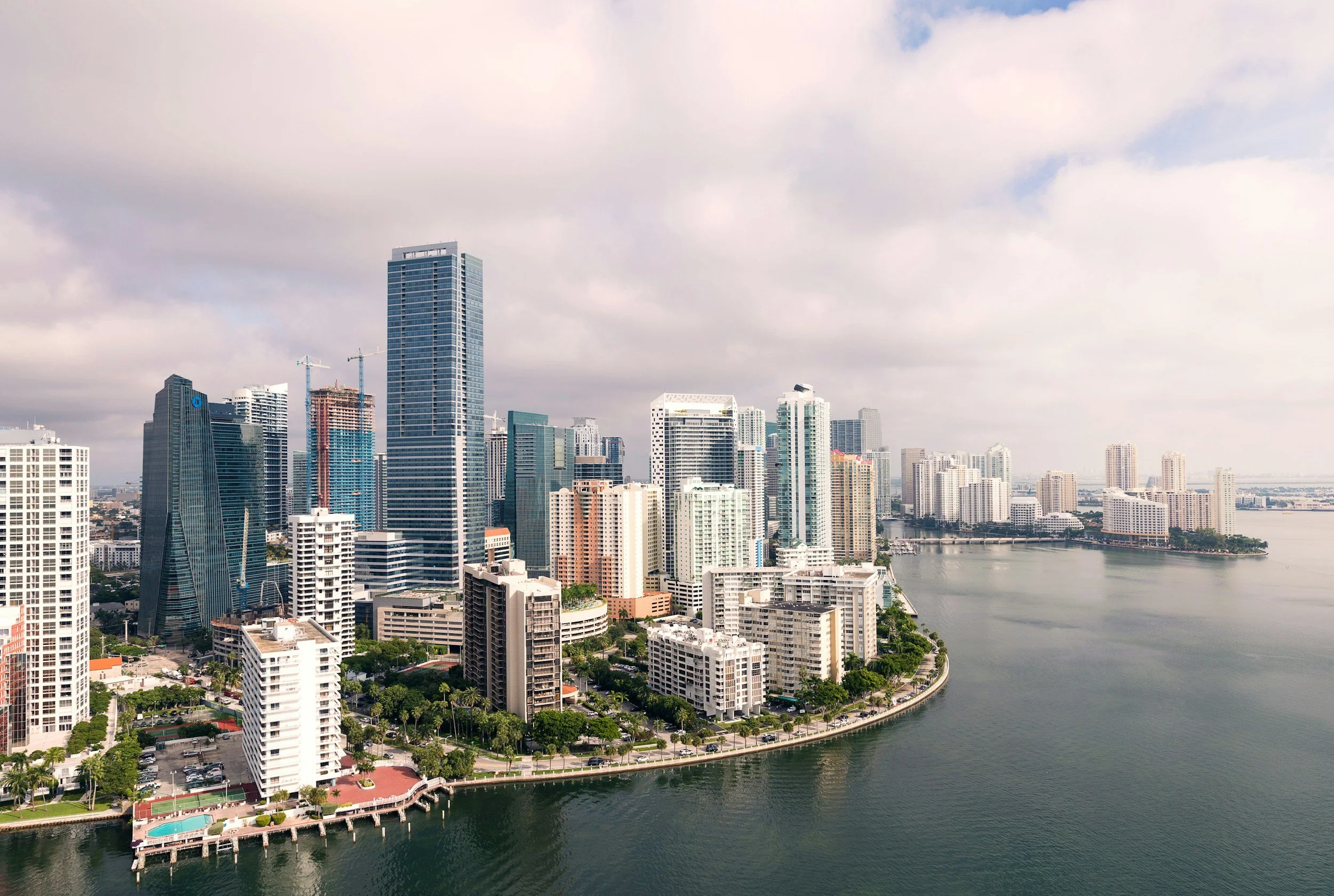 Aerial view of downtown Miami and Brickell from a morning flight.