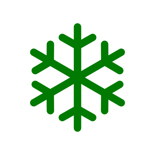 Green snowflake icon on a black background