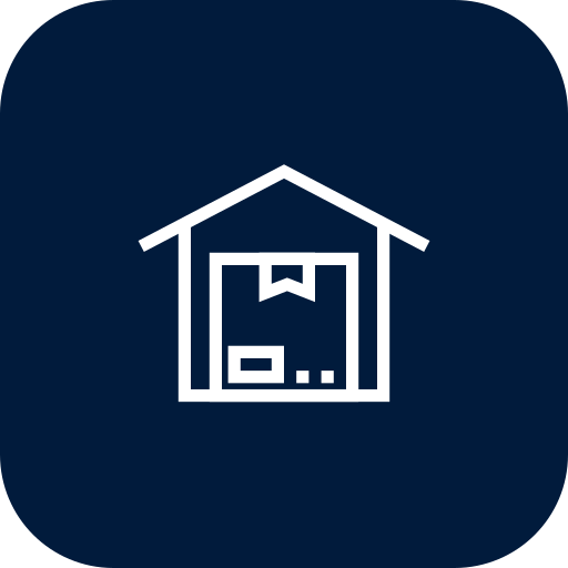 Icon of a house with a package inside, indicating package delivery or storage.