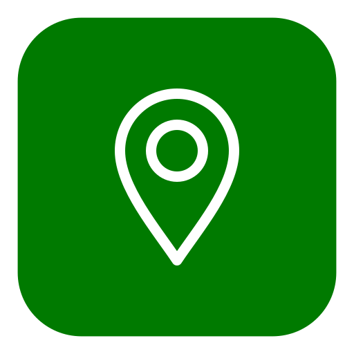 Green app icon with a white location pin symbol.