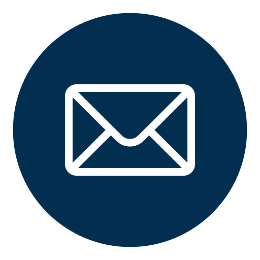 Icon of an envelope inside a navy blue circle, representing email or messaging.