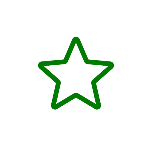 Green outlined star icon on black background.