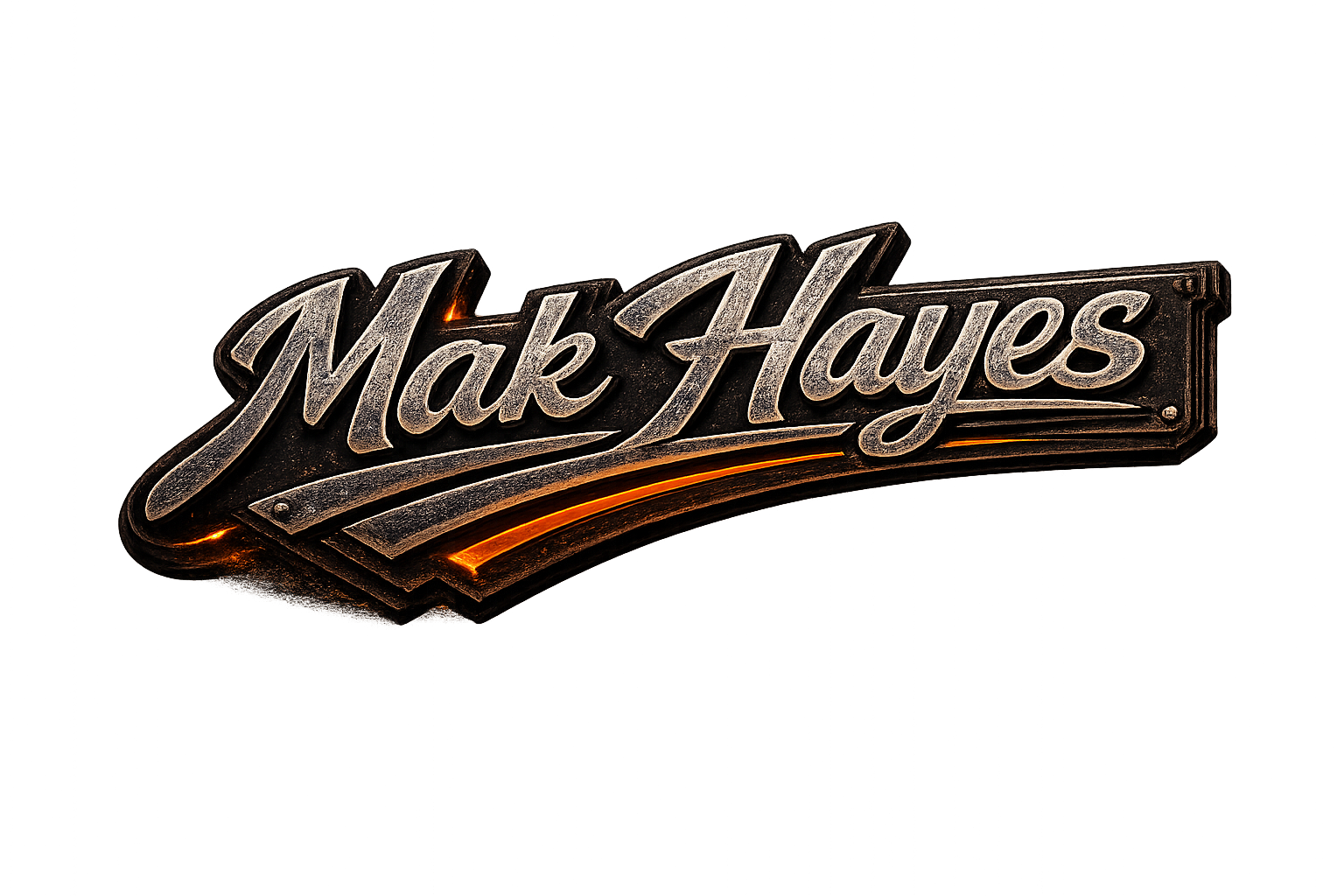 Neon sign displaying the brand name 'Mak Hayes' in stylized cursive text.