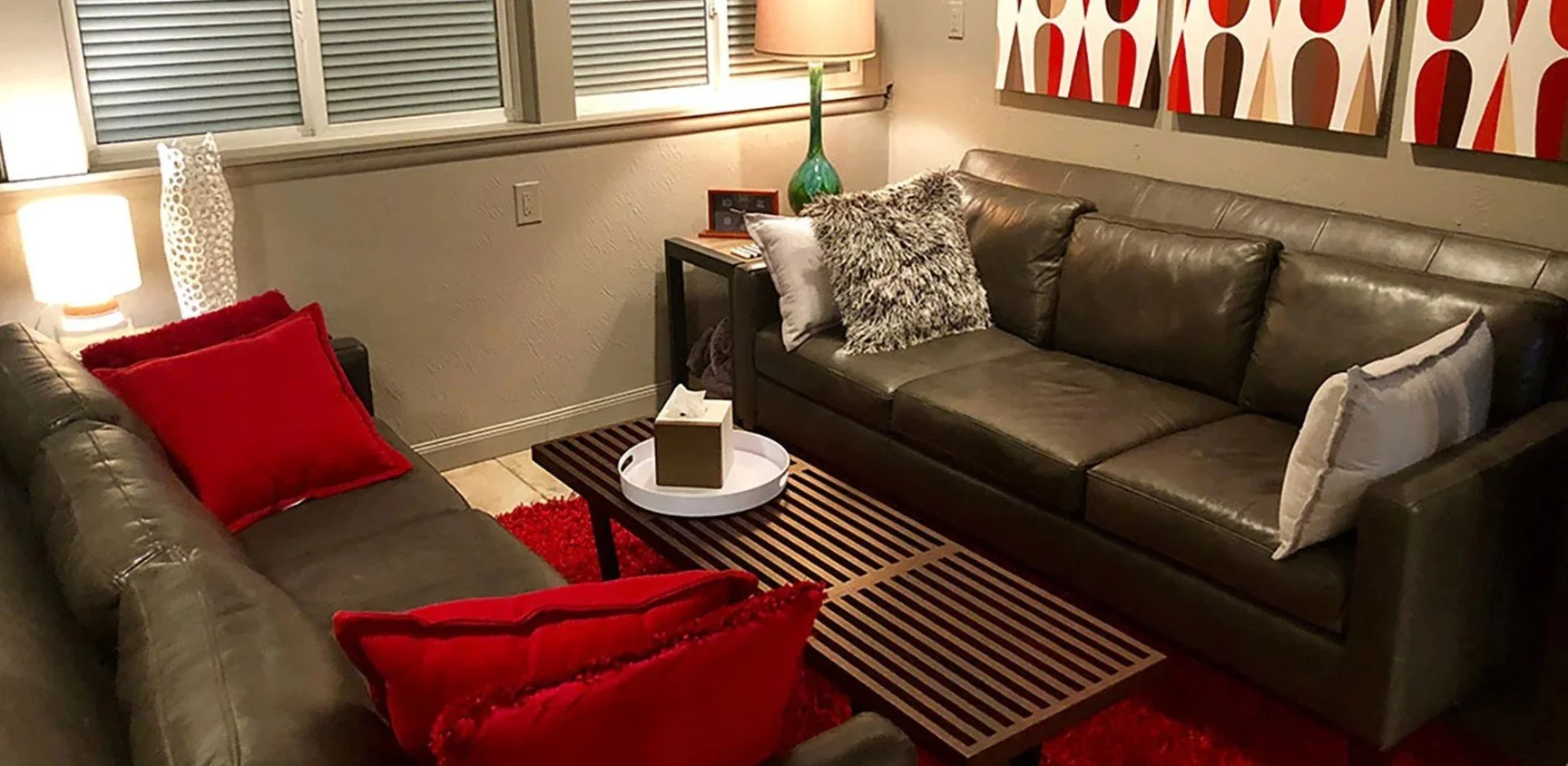 Comfortable and welcoming counseling space designed to help clients feel safe, supported, and at ease during their visit.
