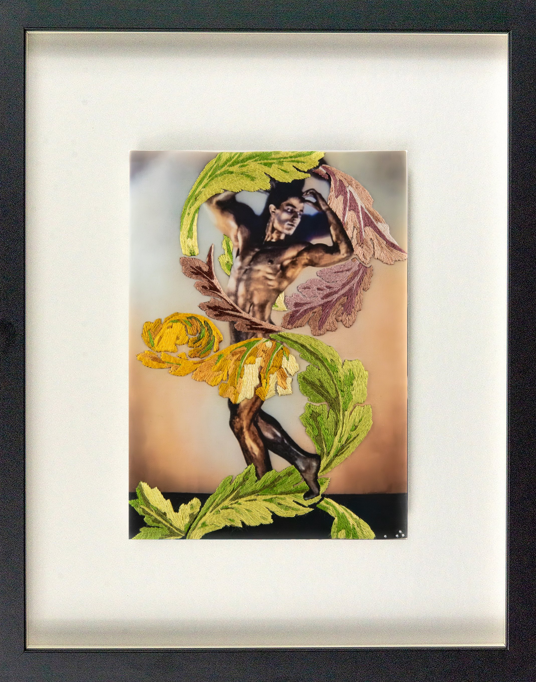 Traces of Desire framed in black, original queer art by Vancouver artist Paul Gravett.