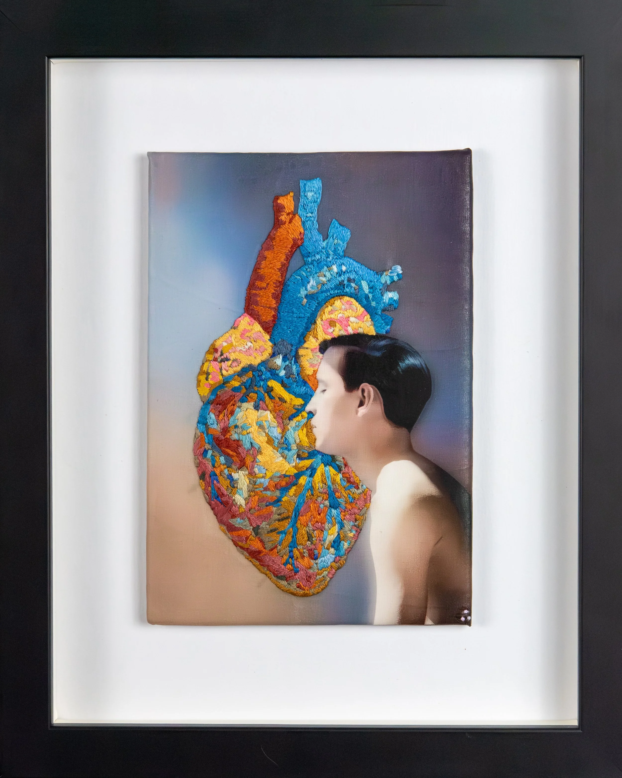 Silent Pulse framed in black, original queer art by Vancouver artist Paul Gravett