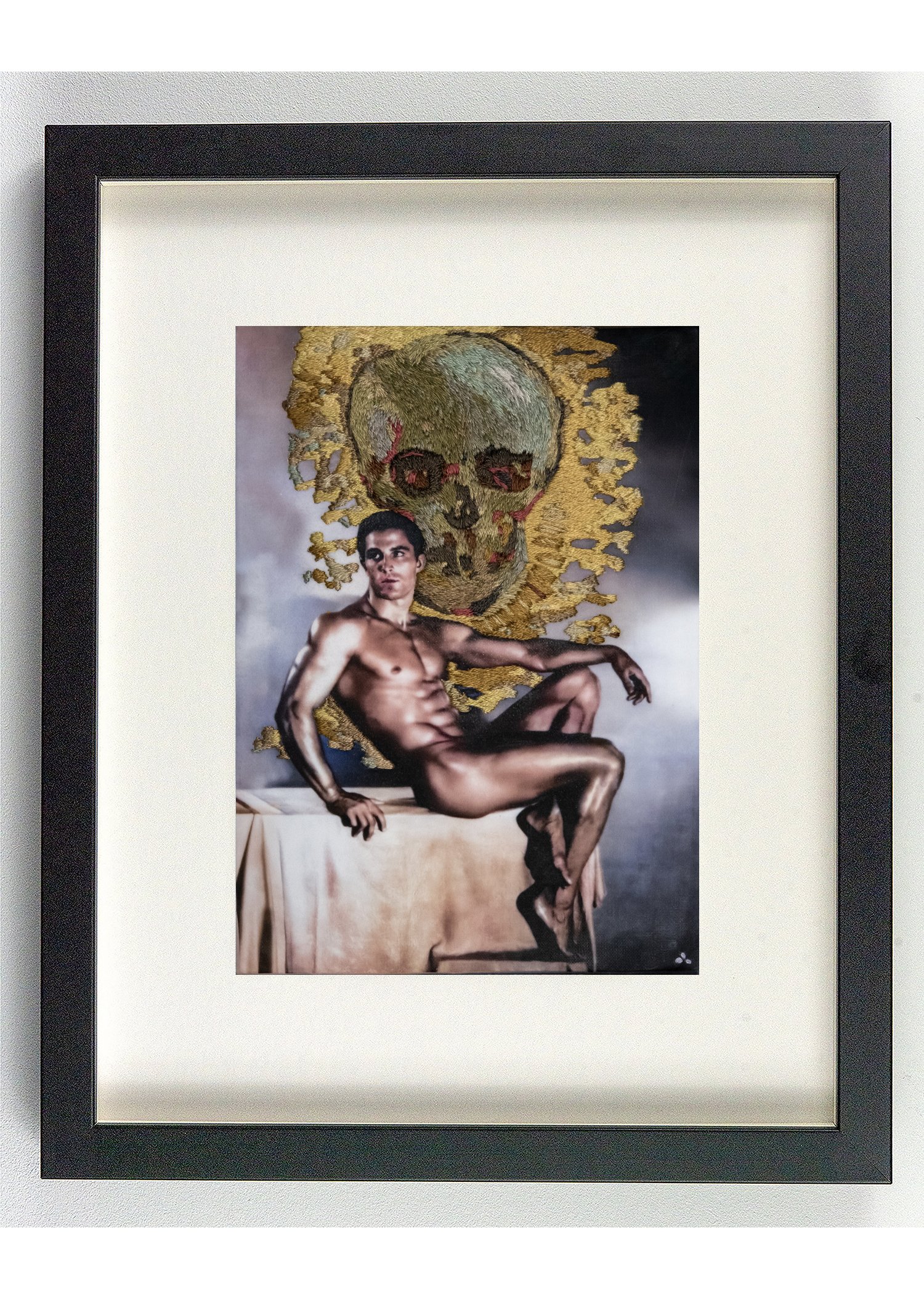 Vanitas for the Forgotten framed in black, original queer art by Vancouver artist Paul Gravett.