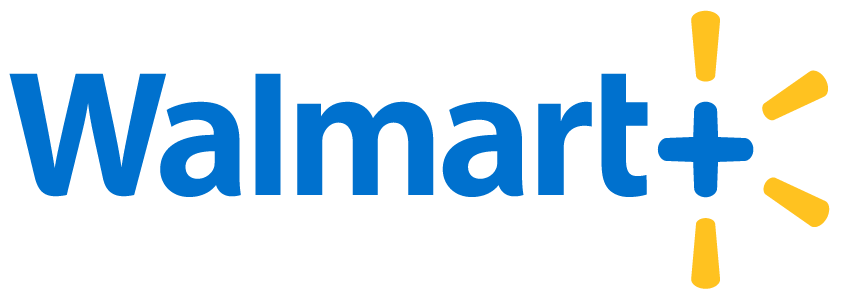 Walmart logo with blue text and yellow rays on a white background.