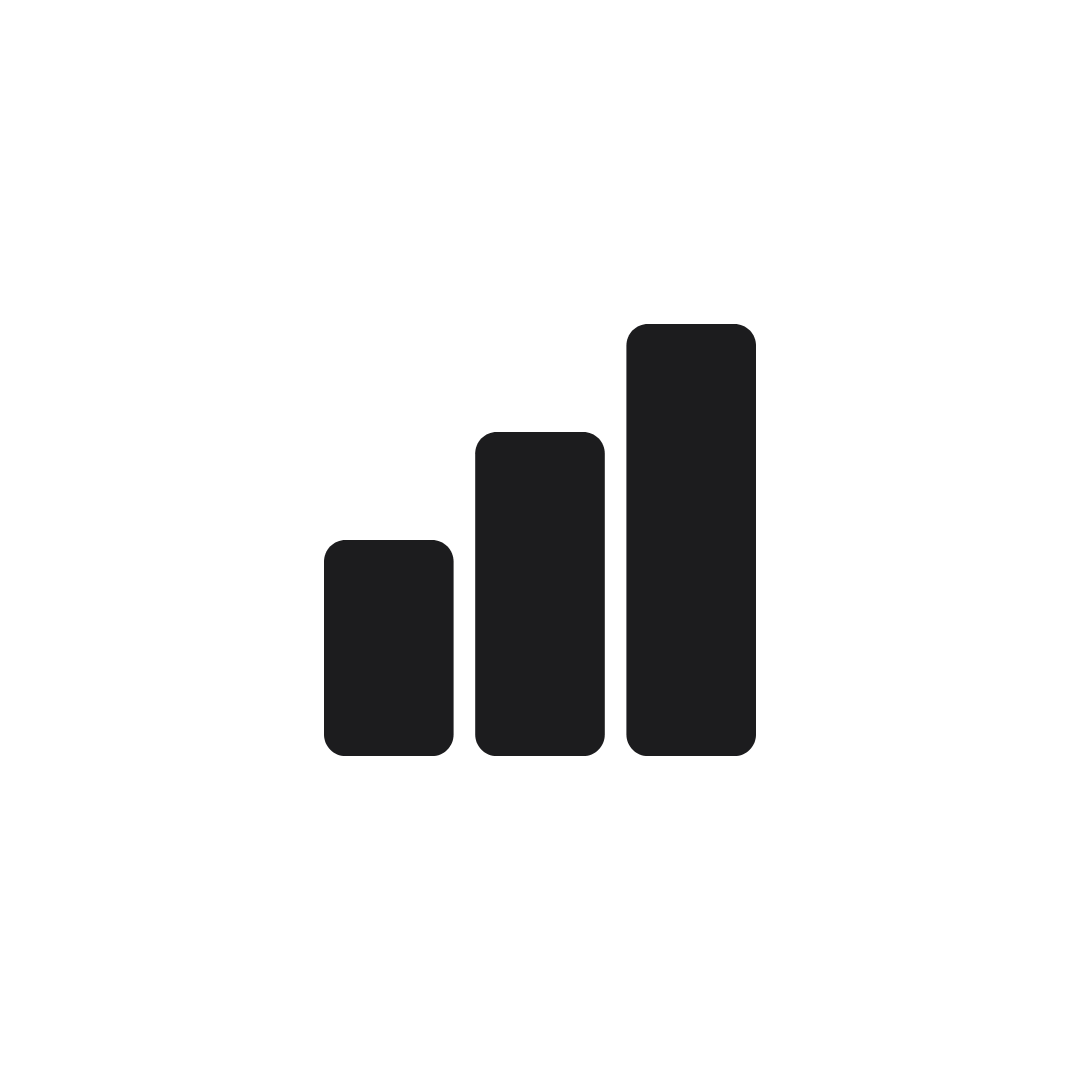 Black and white bar chart showing three ascending bars with labels 100, 70, and 40.