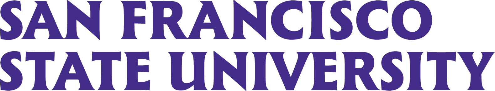 Text in purple reading 'San Francisco State University' on a white background.