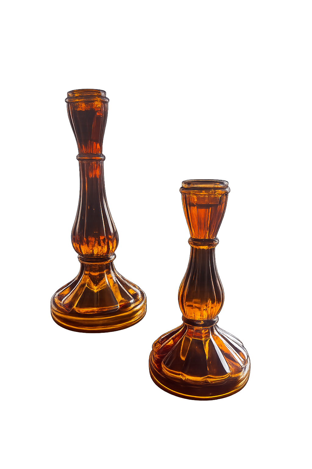 Amber Candlestick Holders