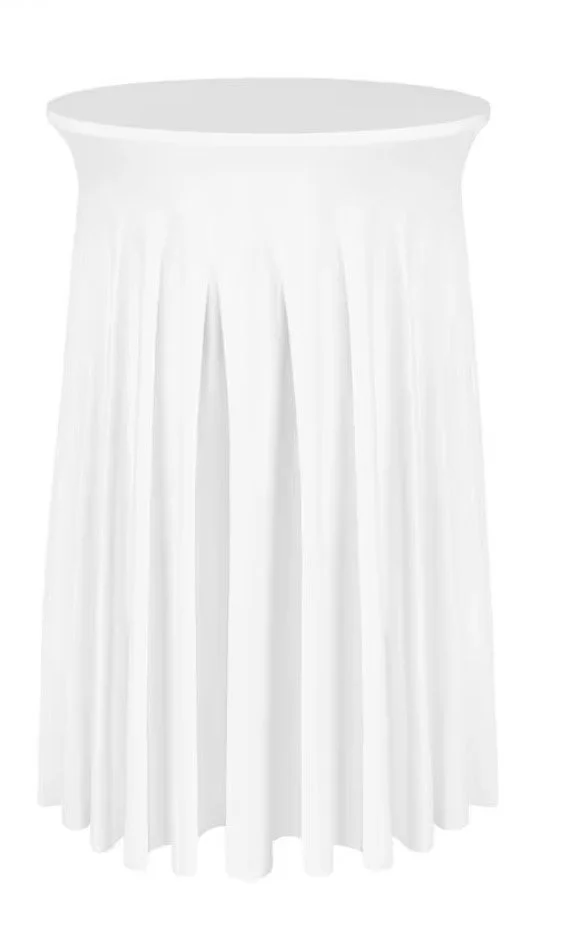 White spandex cocktail table cover