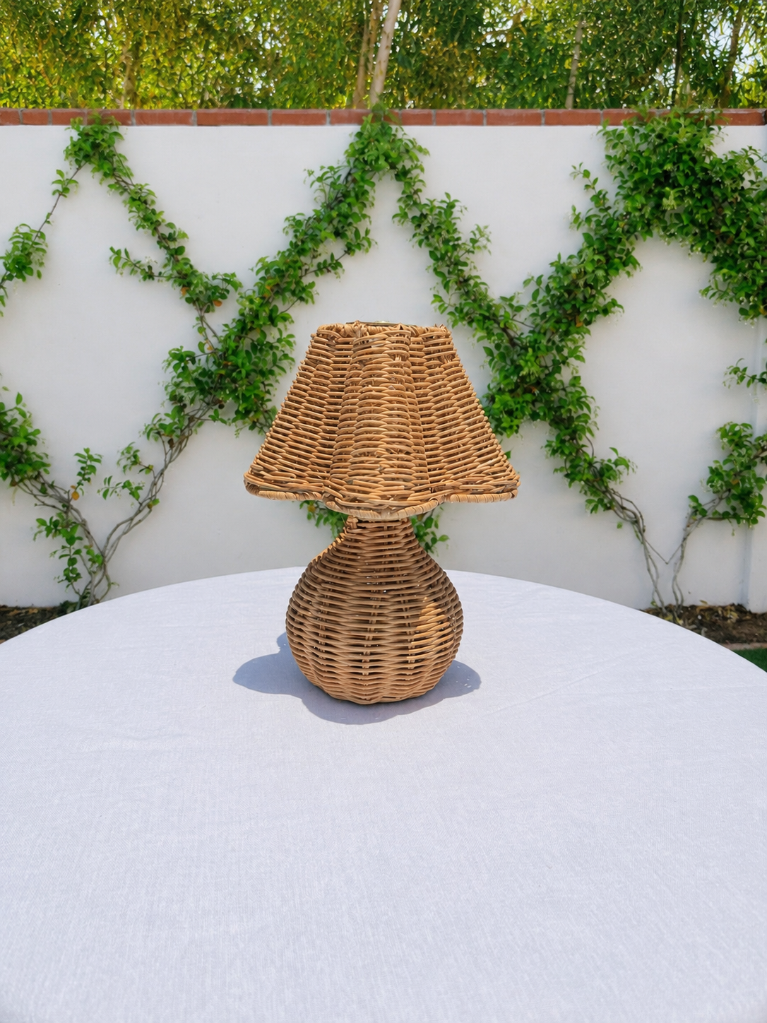Wicker cordless table lamps