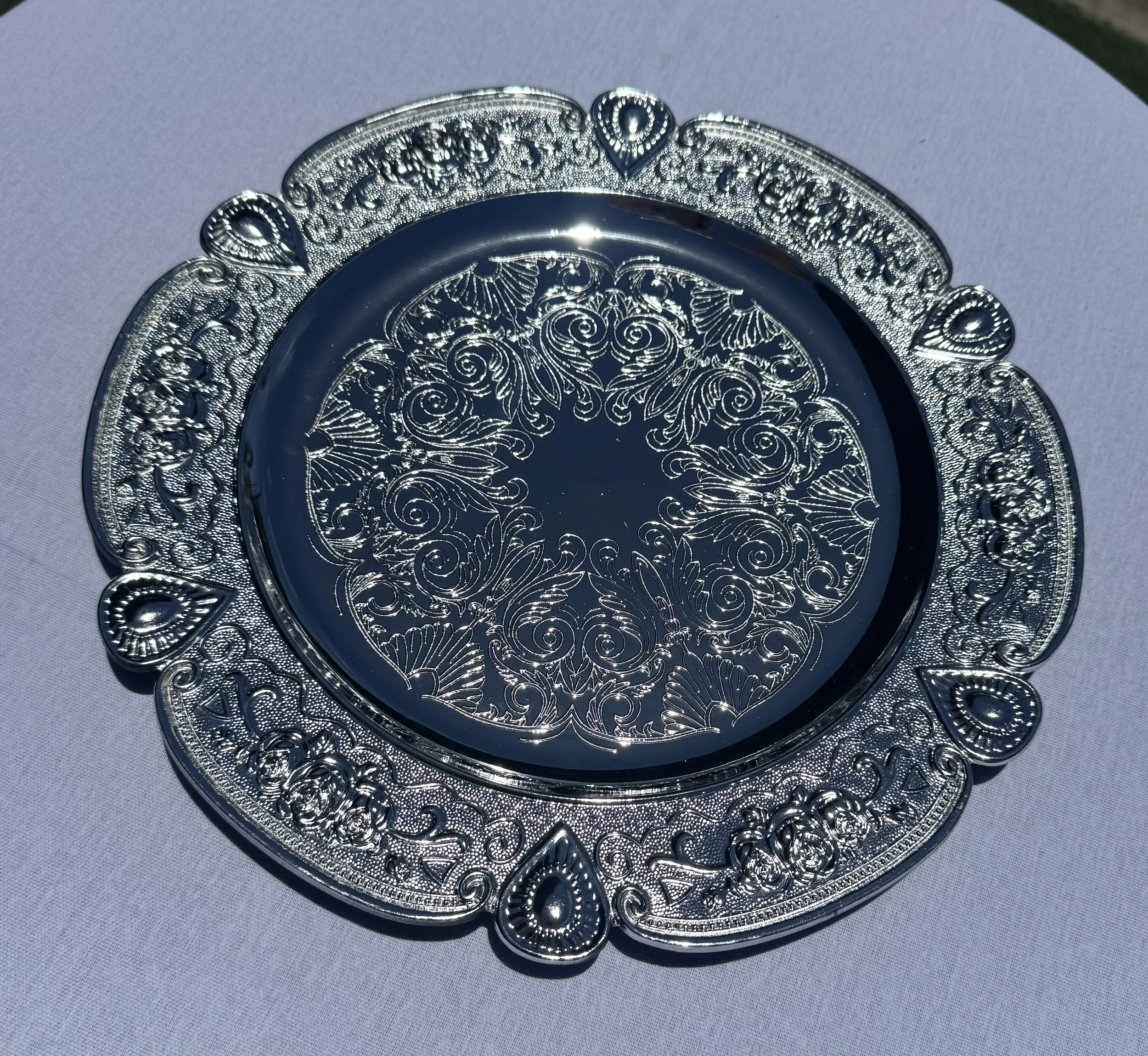 Silver charger plate