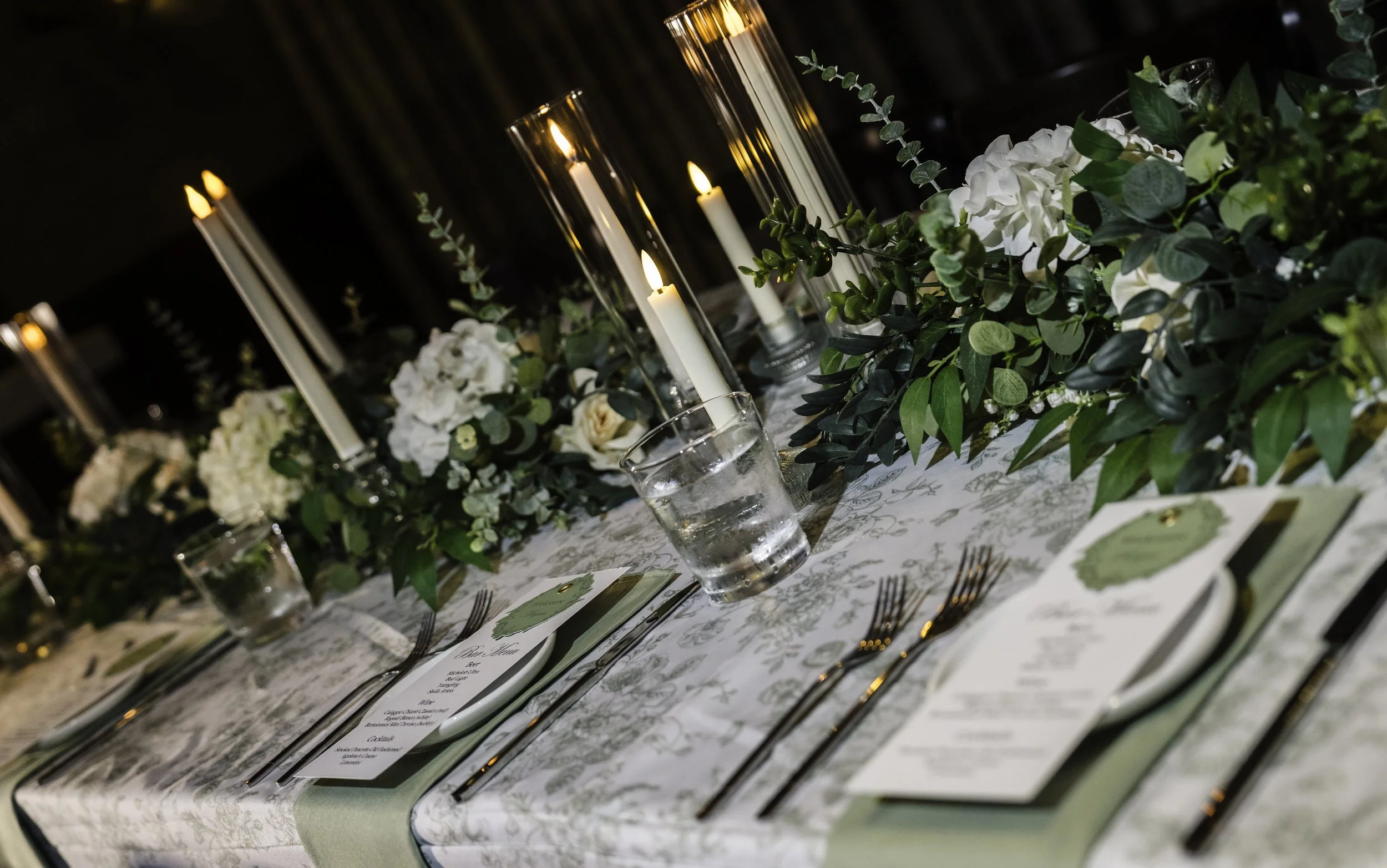 Sage Green French Toile Floral Table Linens