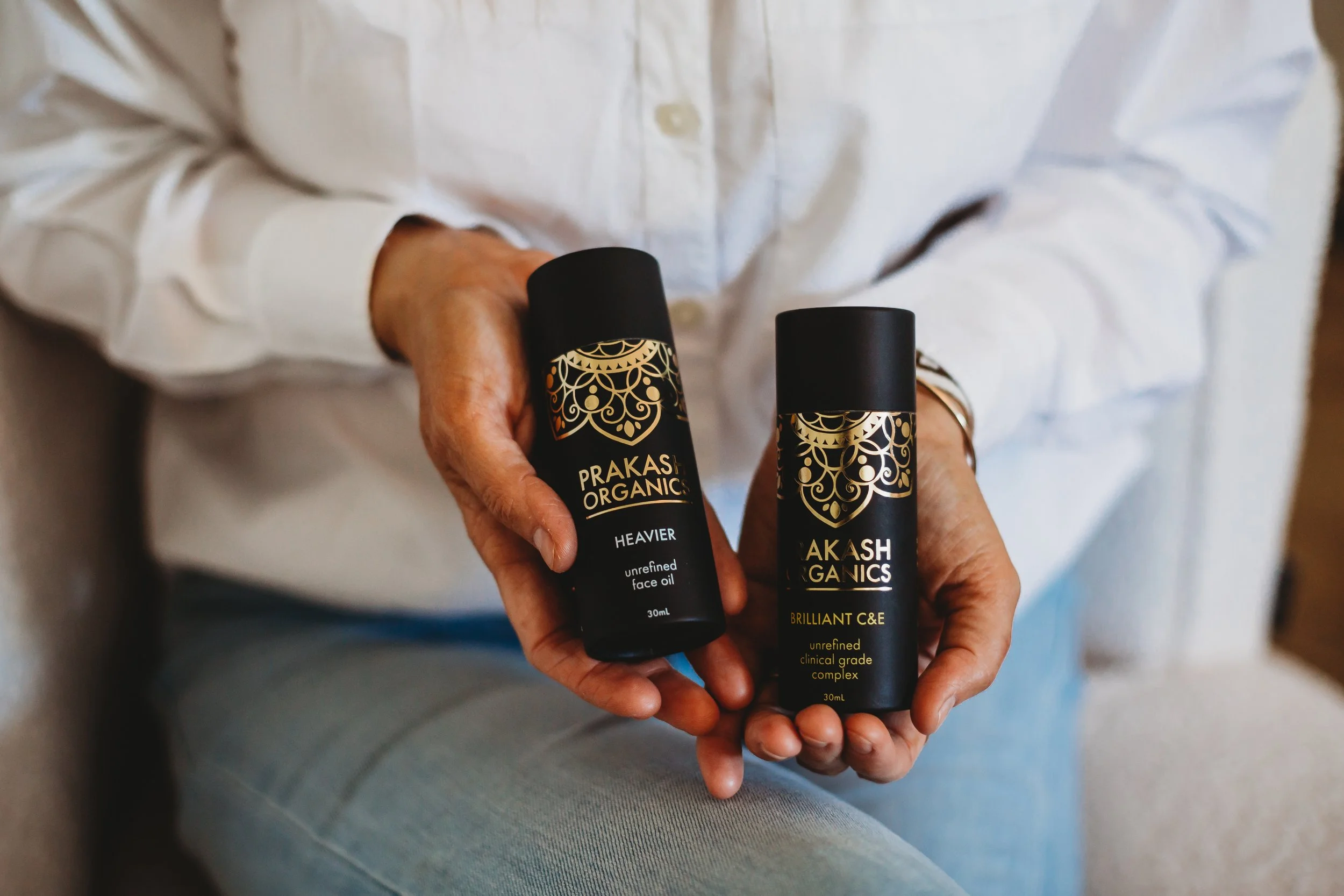 Professional organic skincare products used during facial treatments