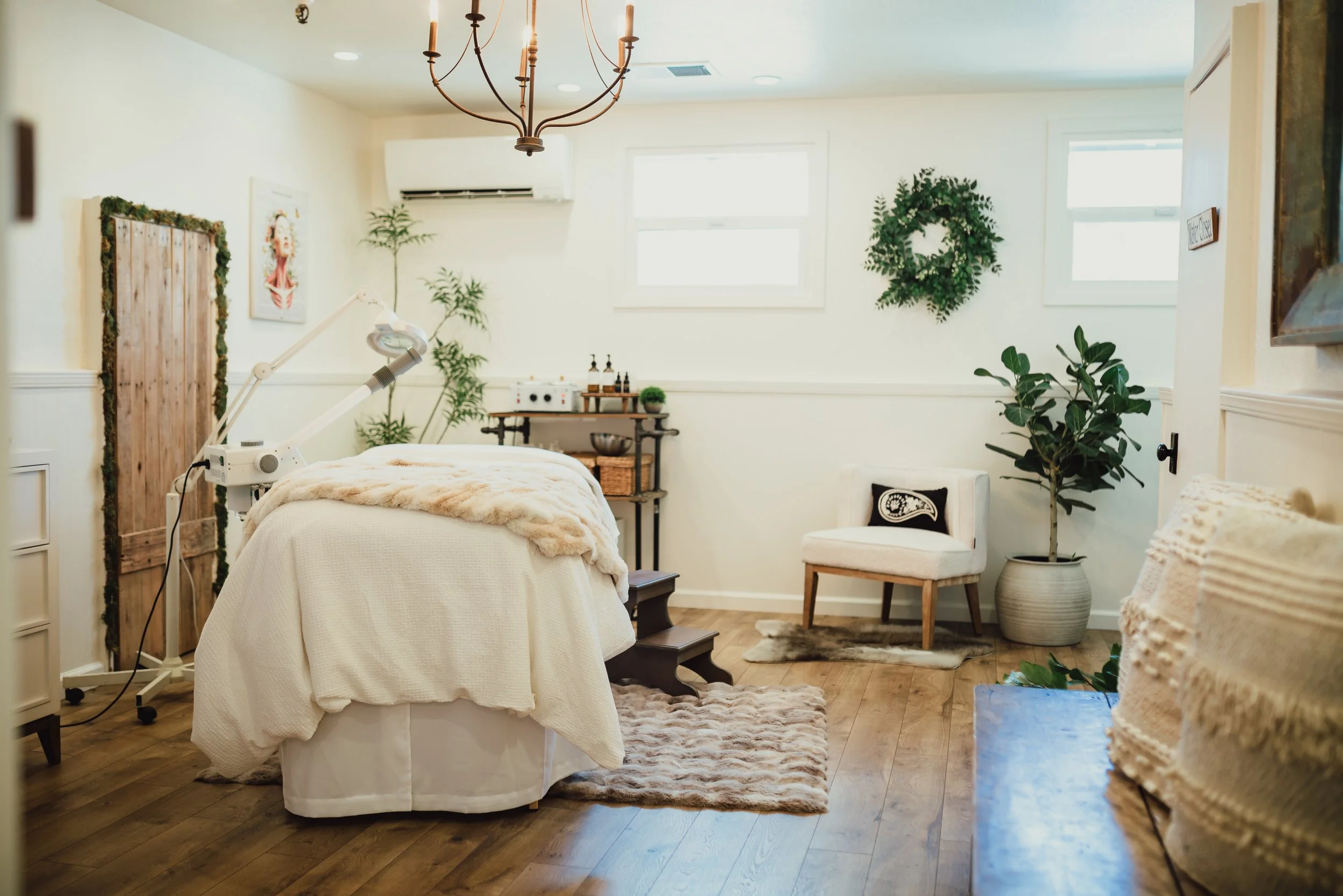 Peaceful spa treatment room with cozy atmosphere 