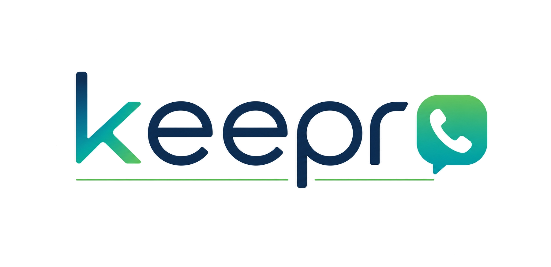 Text logo that reads 'keepr' with a speech bubble containing a phone icon as the second letter 'k'