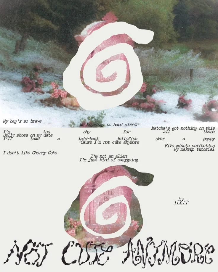 Artistic collage featuring a background of pink flowers and a large snail illustration in the foreground, overlaid with handwritten text and doodles, including the phrase "NOT CLOSE ANYMORE."
