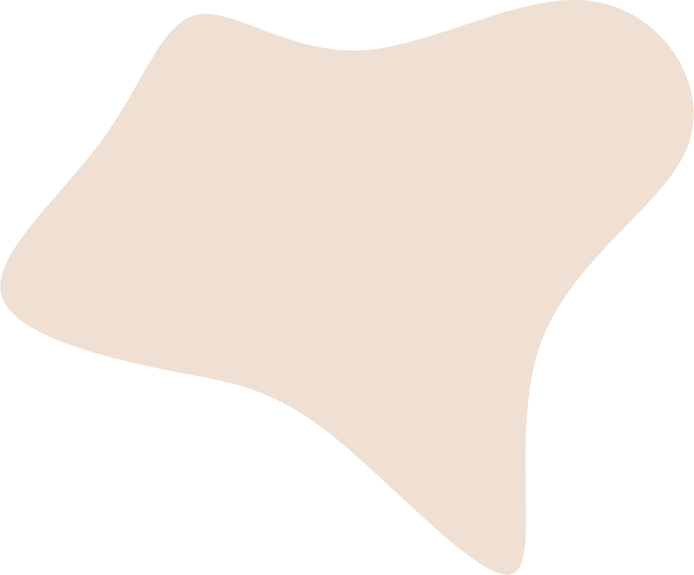 An abstract, irregularly shaped, beige-colored speech bubble on a black background.