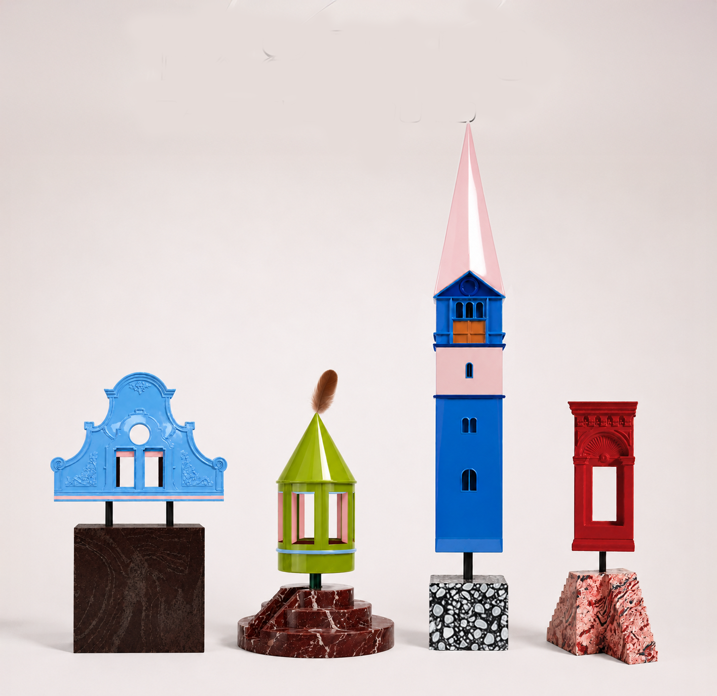 Line up of Bespoke architectural sculpture by Yarrow & Cloud inspired by a meaningful building.