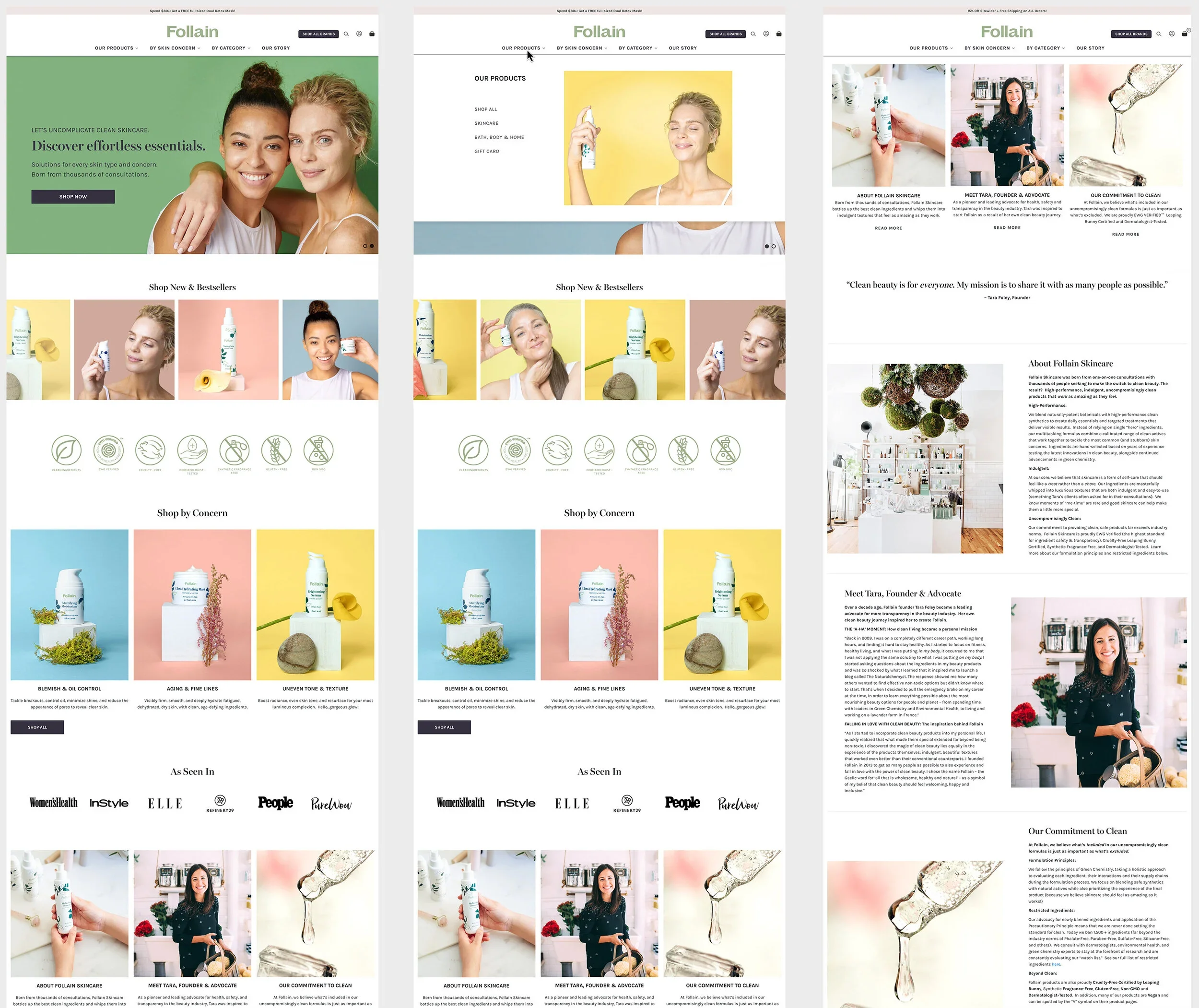 Desktop site: landing page and Our Story