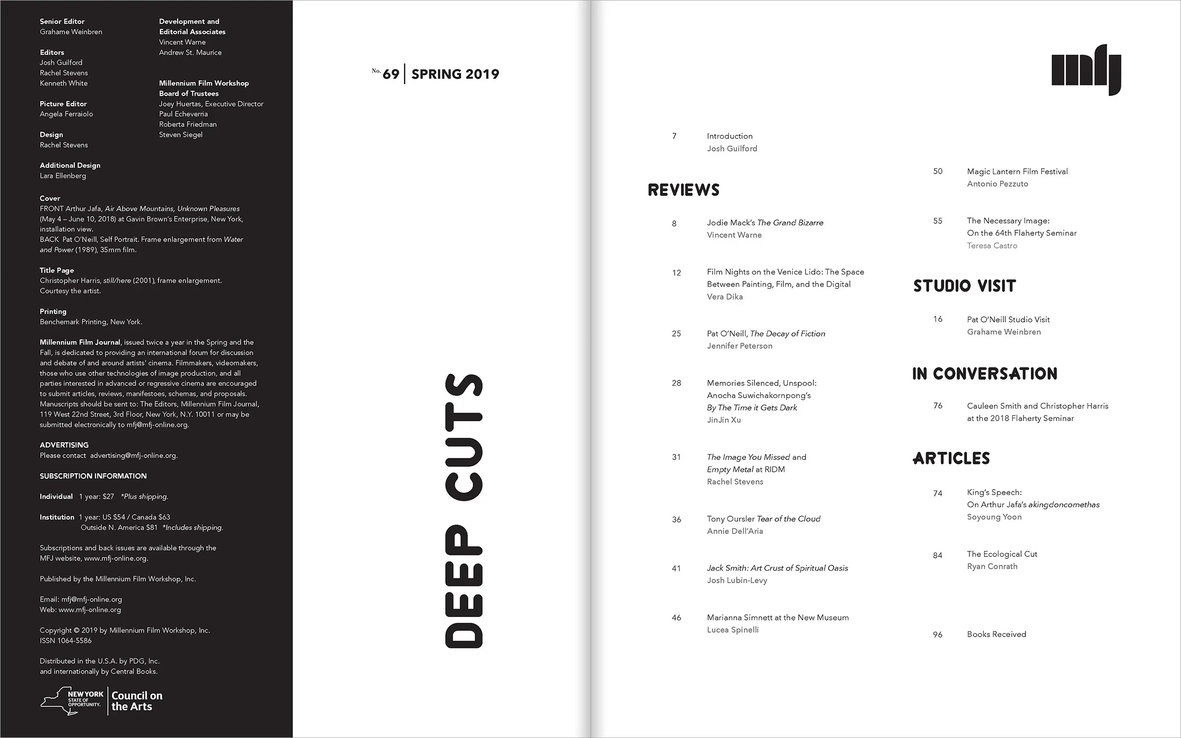 Masthead and Table of Contents