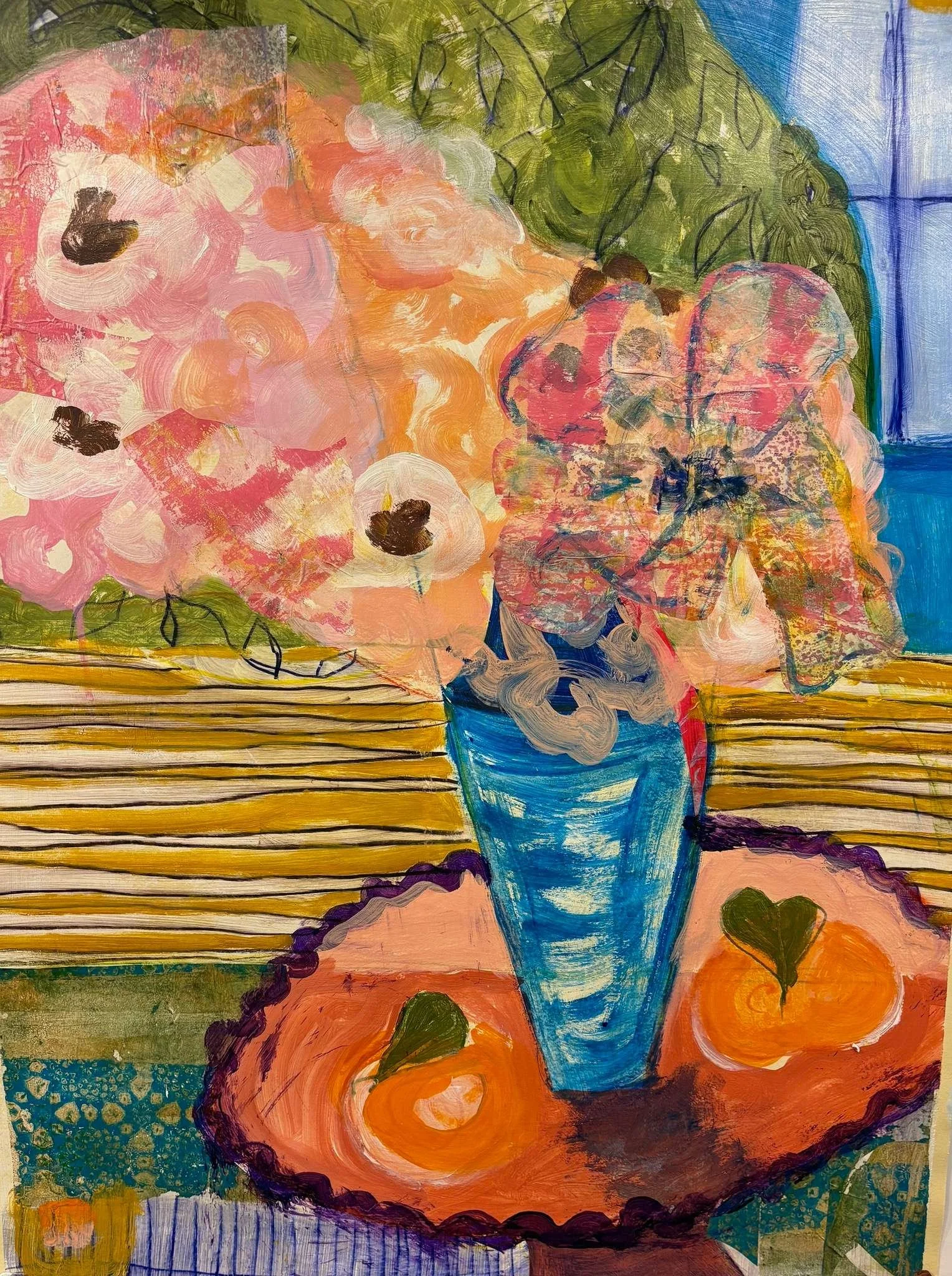 Peanut Butter Wallpaper with Jelly Flowers-19x25 on paper-$425