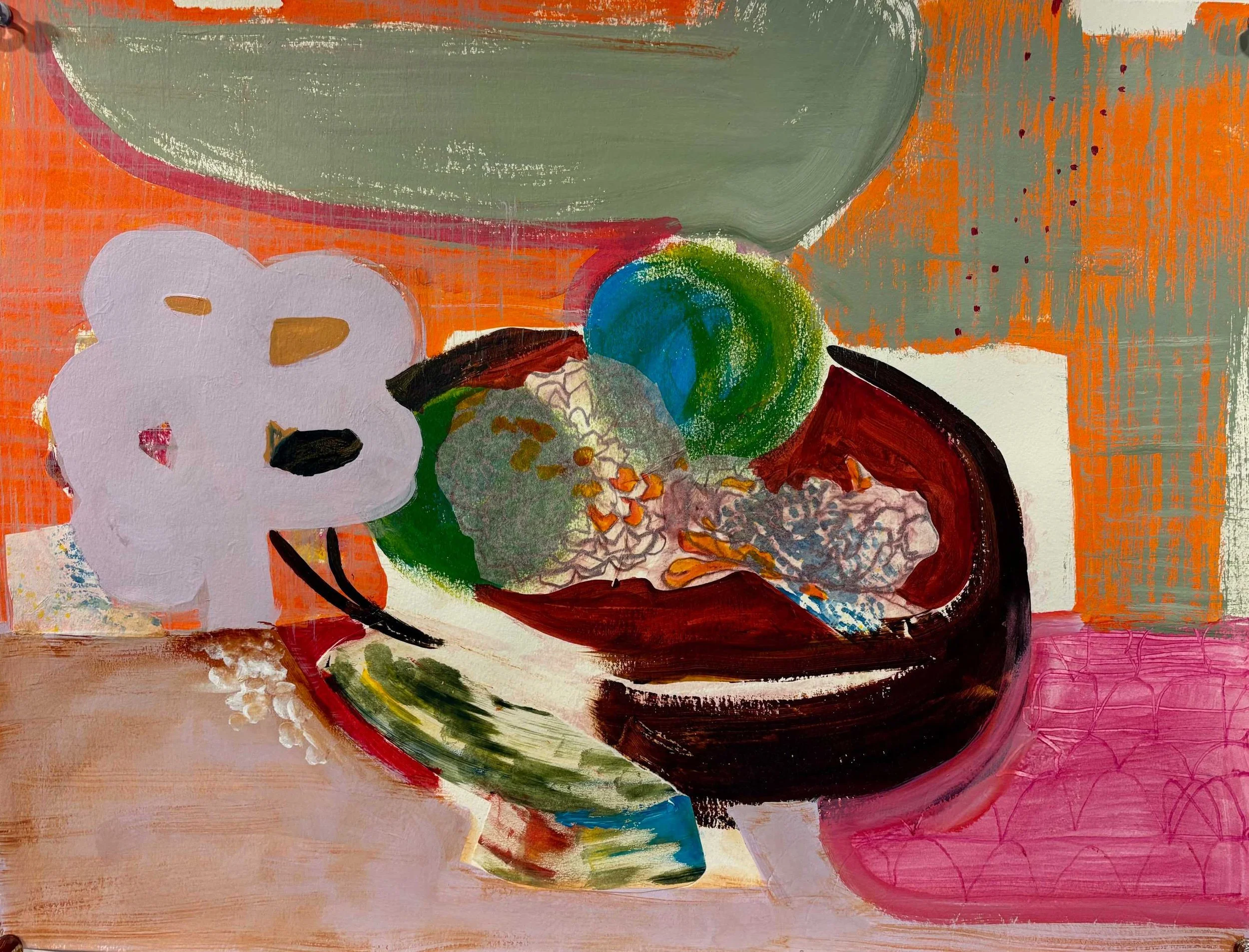 Two Bees and a Slice of Watermelon-24x18 on paper-$425
