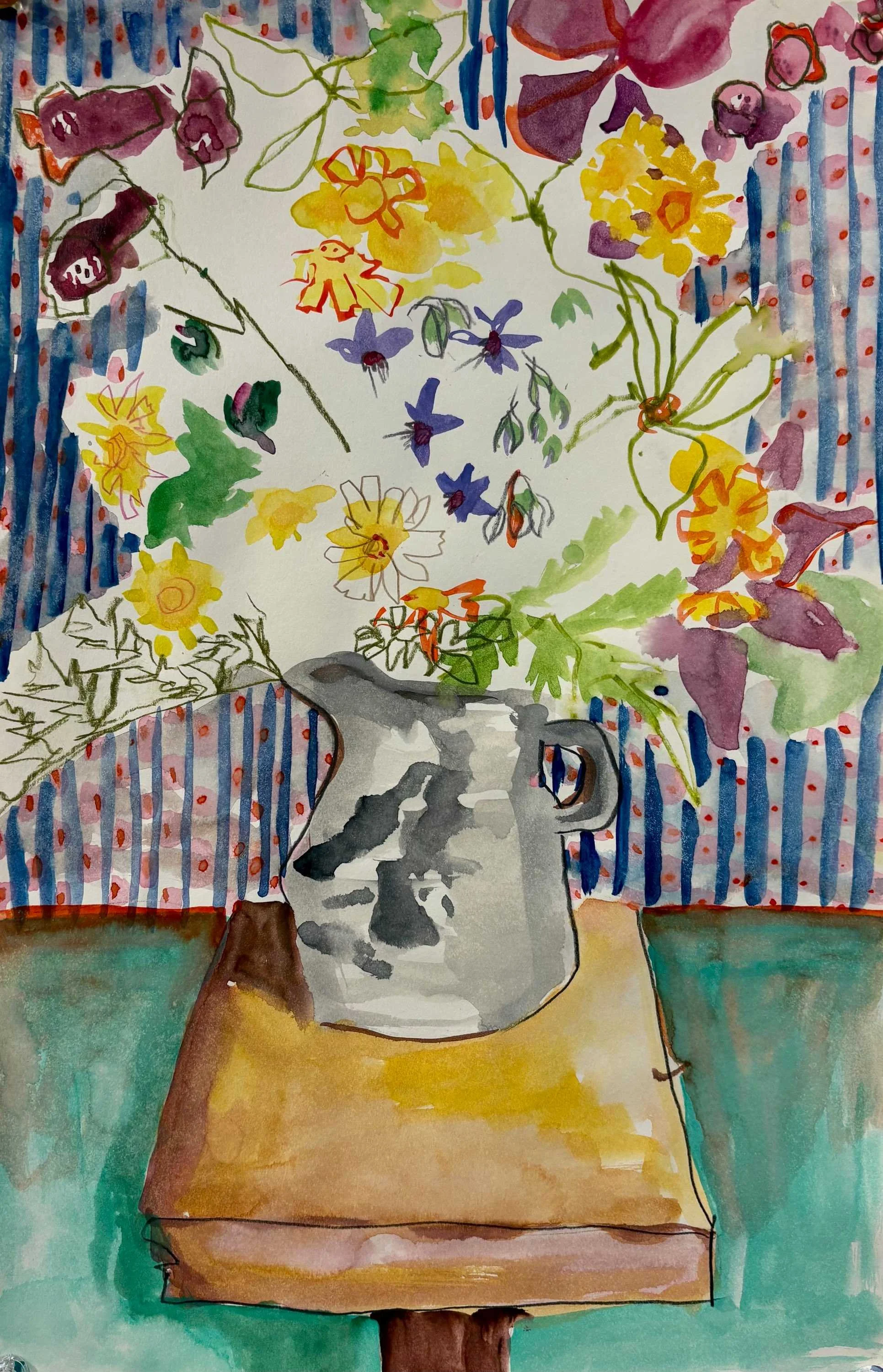 Spring Bouquet on Matisse Wallpaper-11x17 on paper-$225