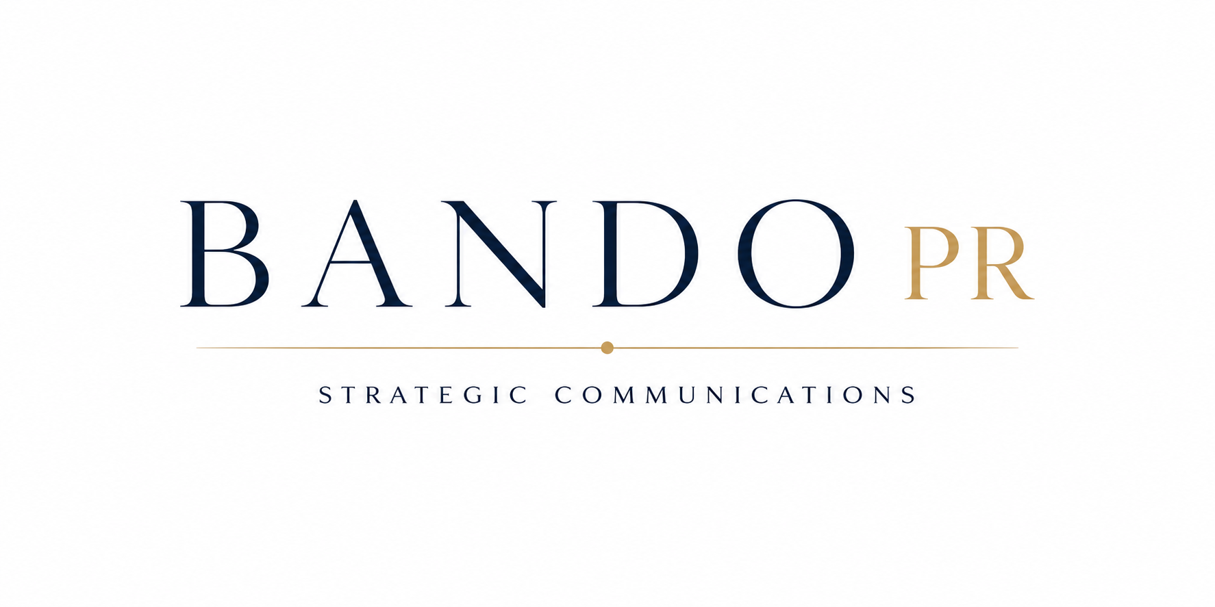 Logo for Bando PR with the tagline "Strategic Communications" in elegant text.