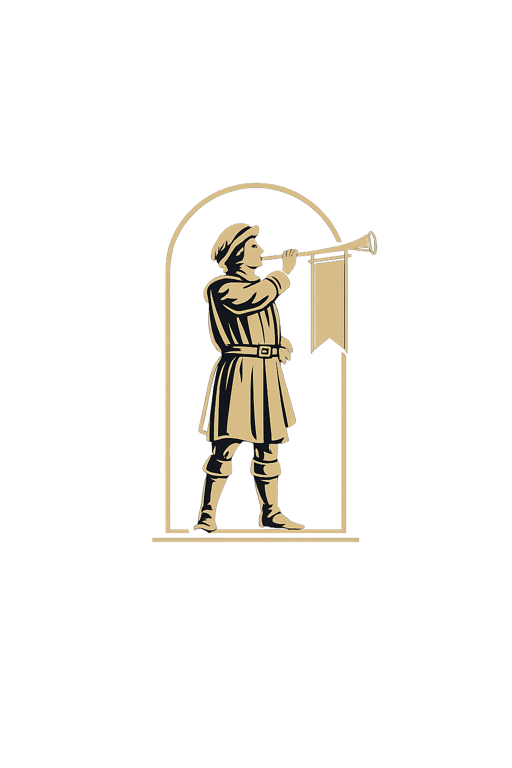 A stylized illustration of a soldier standing at attention, looking through a telescope, with a brightly colored, abstract background.
