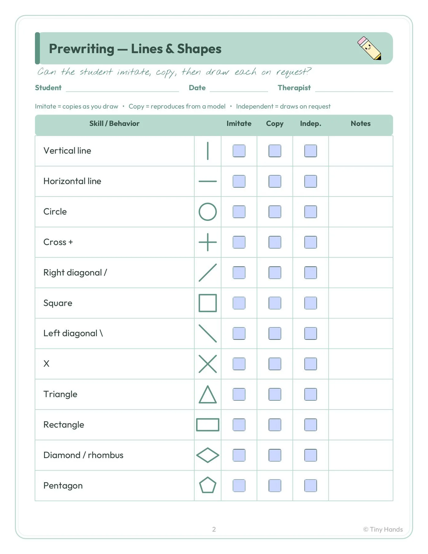 OT Developmental Checklists