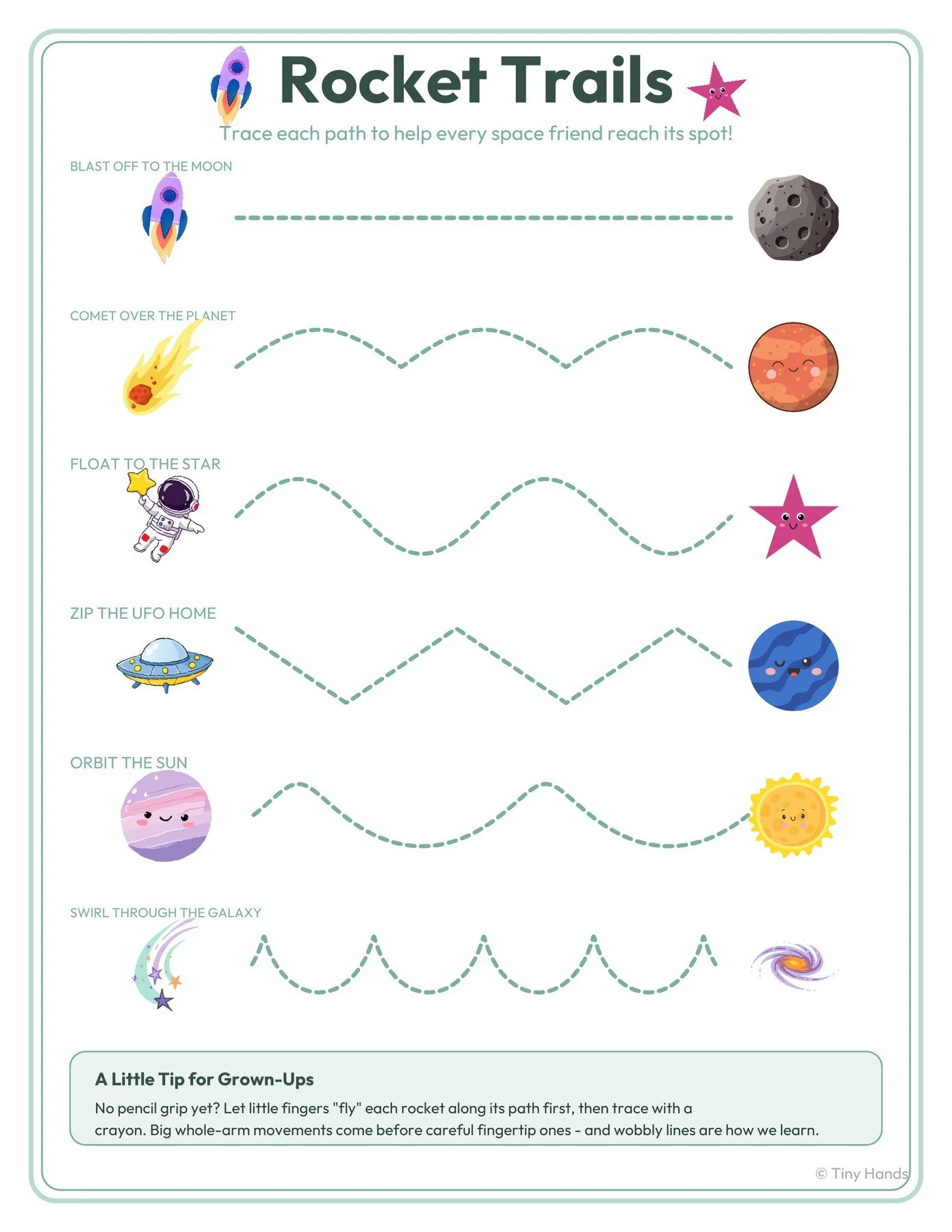 Rocket Trails Prewriting