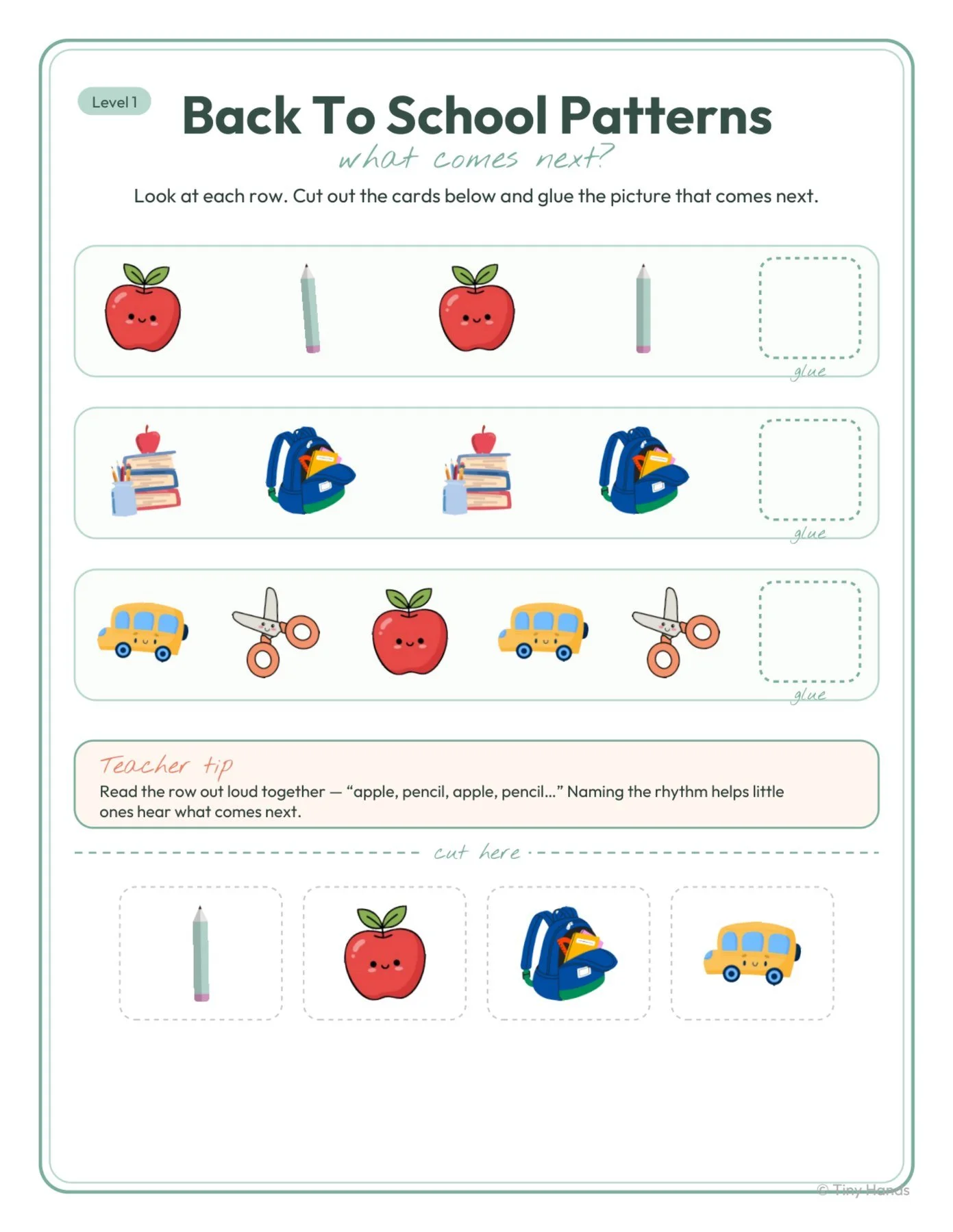 Back to School Patterns Cut & Paste